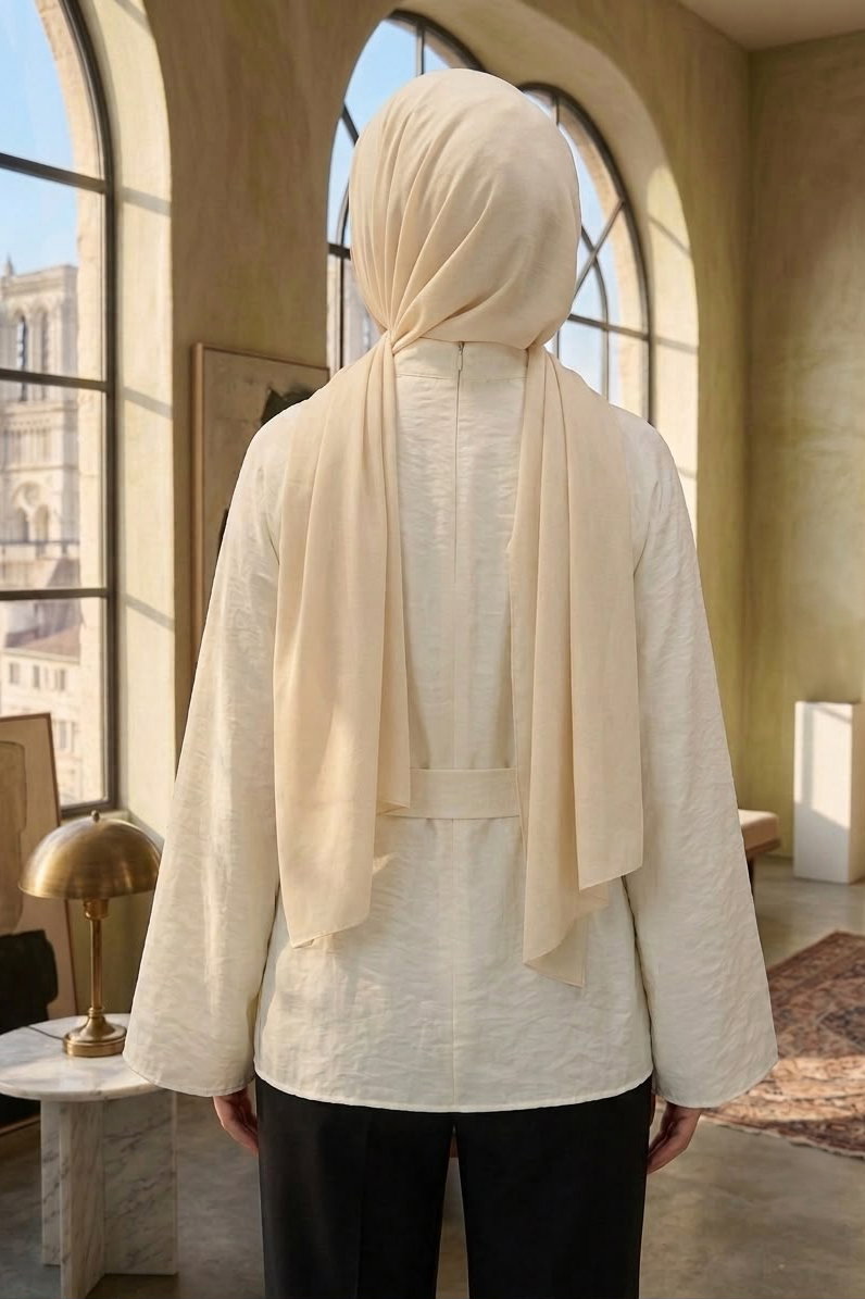 Kuşaklı C yaka Salaş Tunik Beyaz - 28773-BEYAZ - 3