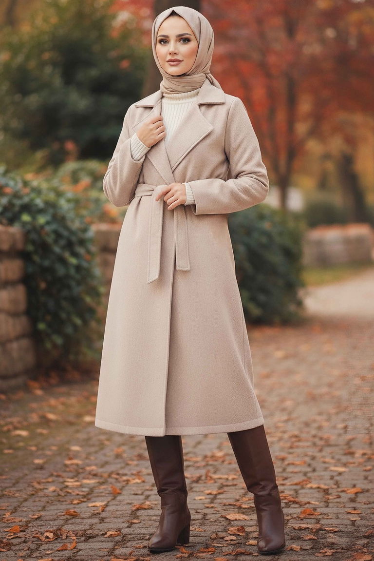 Kuşaklı Kaşe Kaban - 28009-BEJ - TOFİSA