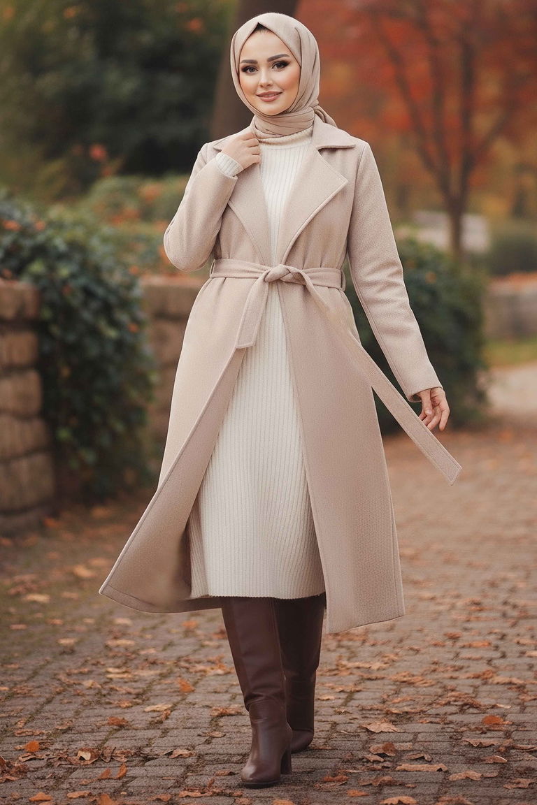 Kuşaklı Kaşe Kaban - 28009-BEJ - TOFİSA