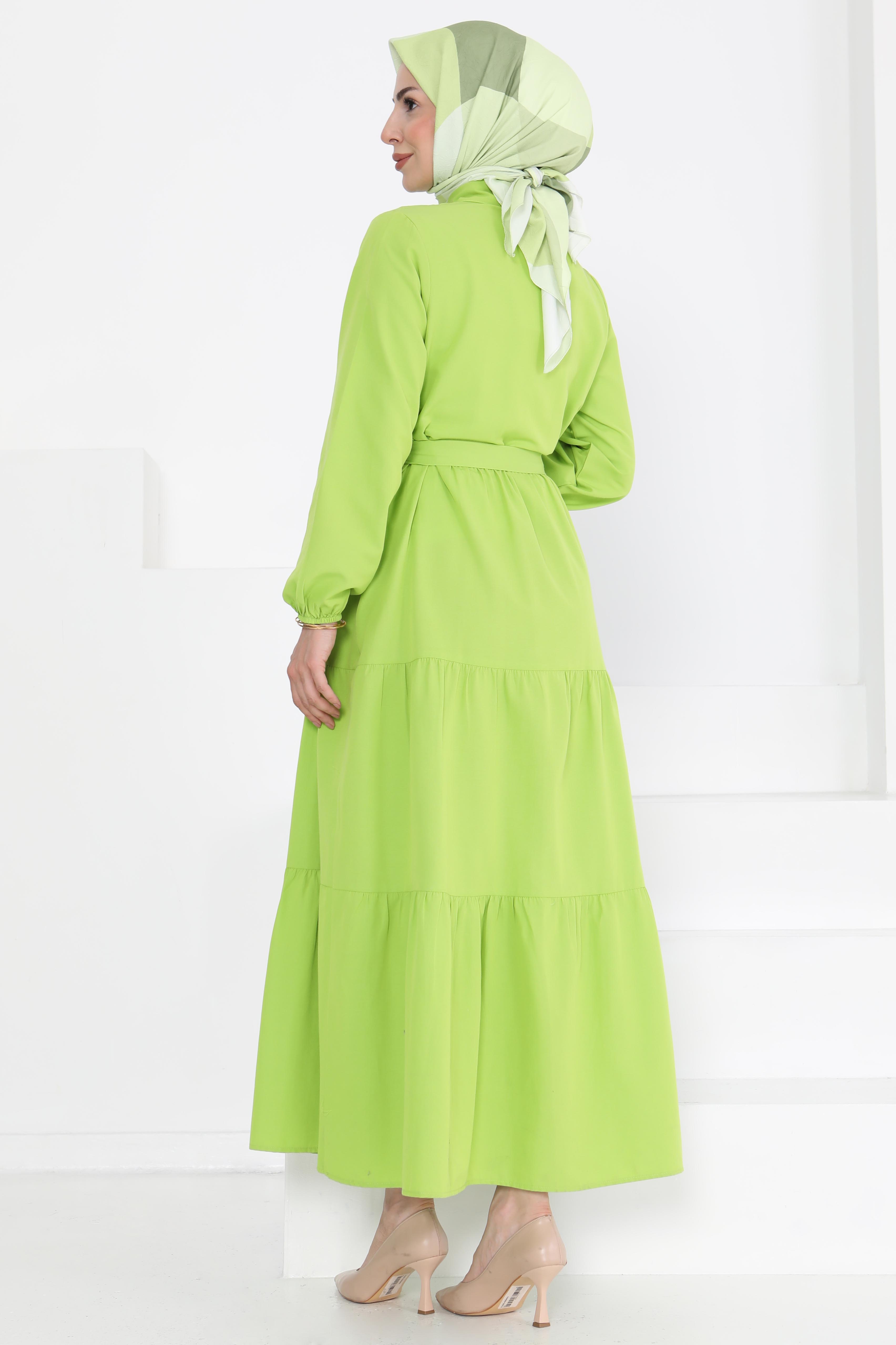 Kuşaklı Kat Kat Elbise - 27283 - 6