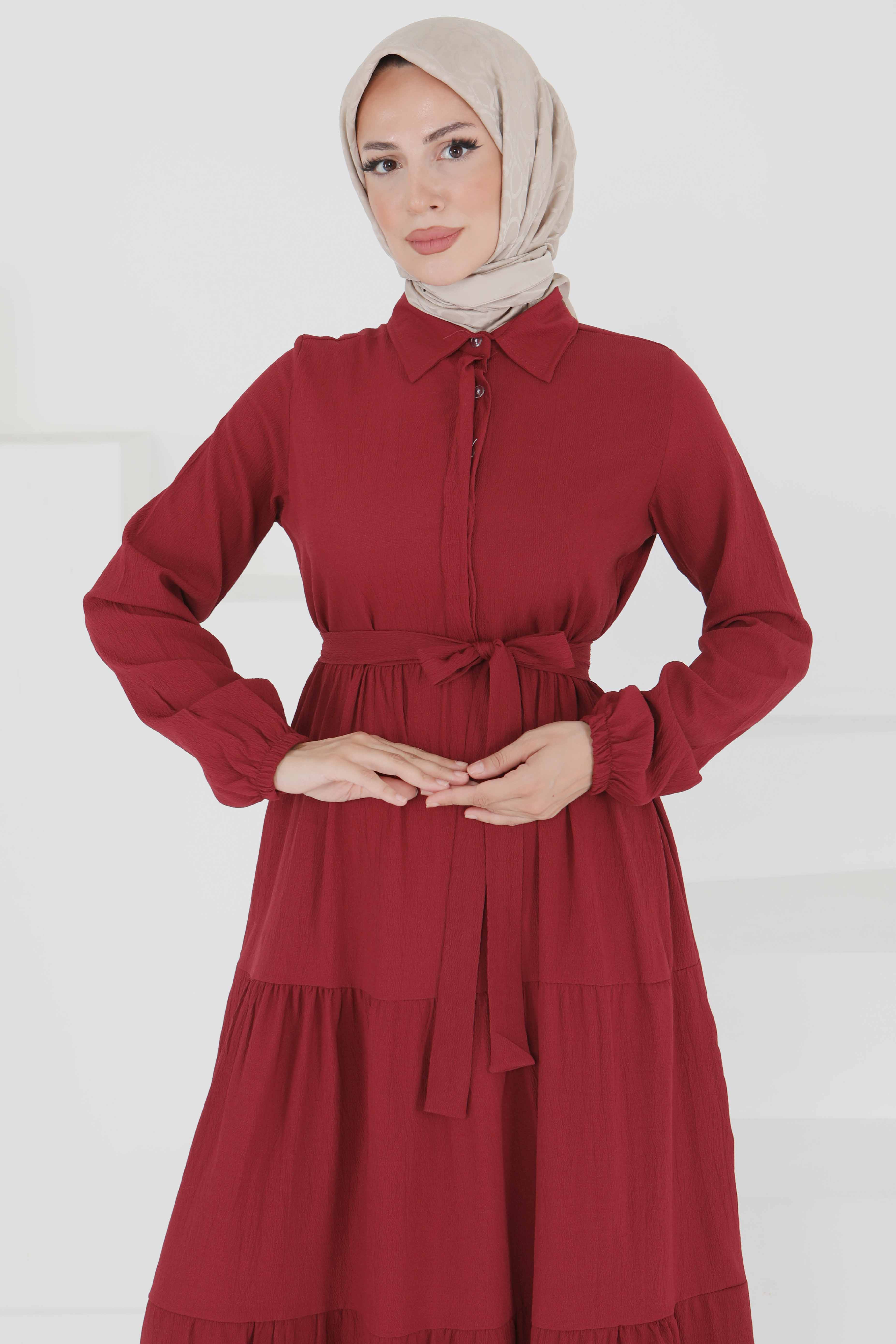 Kuşaklı Kat Kat Elbise - 27345 - 11