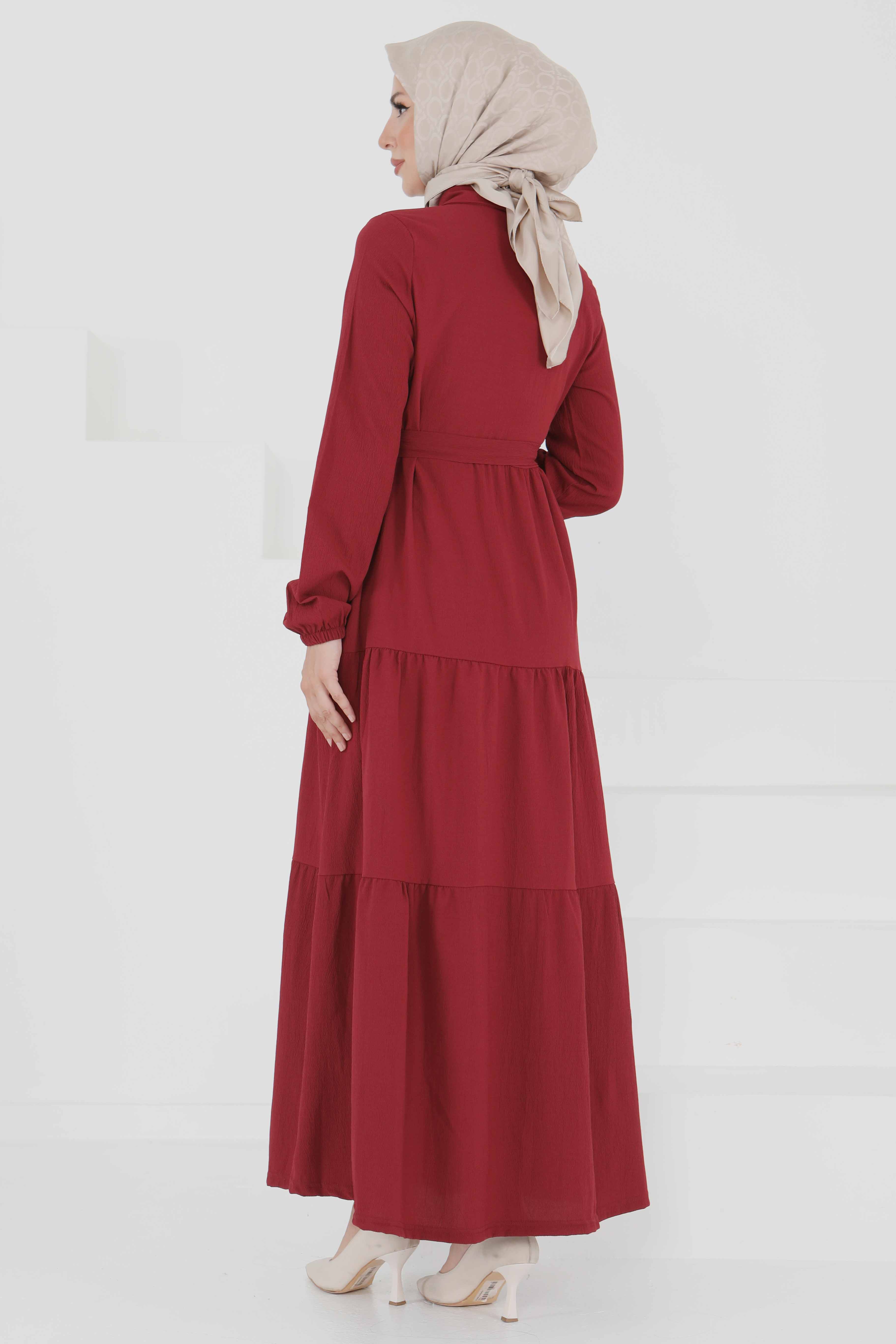 Kuşaklı Kat Kat Elbise - 27345 - 9