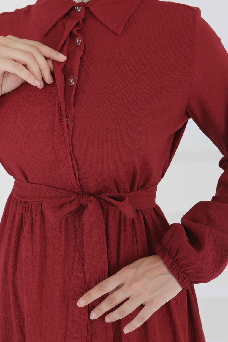 Kuşaklı Kat Kat Elbise - 27345 - TOFİSA