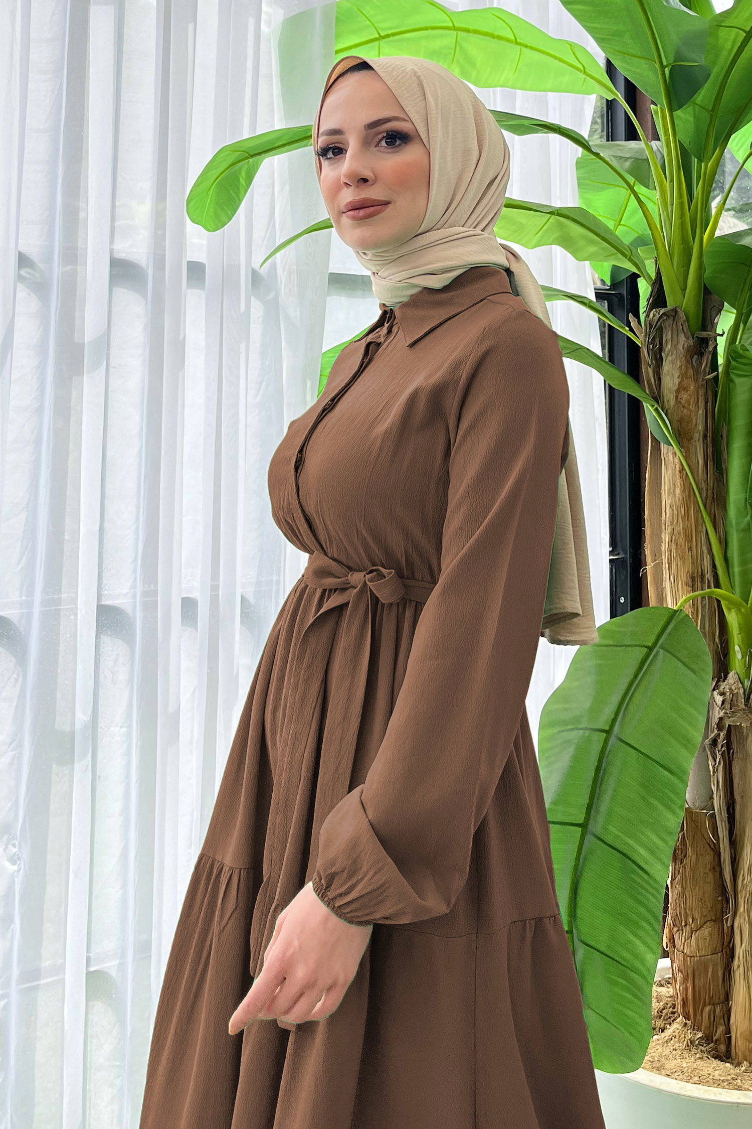 Kuşaklı Kat Kat Elbise - 27345 - 1