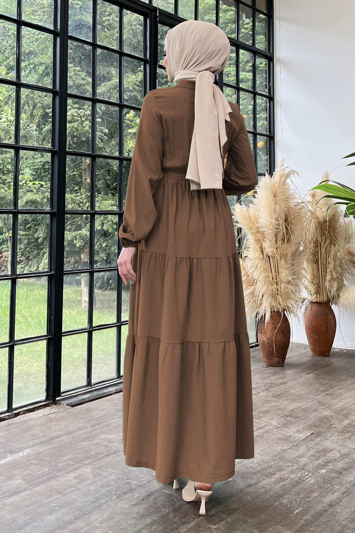 Kuşaklı Kat Kat Elbise - 27345 - 3