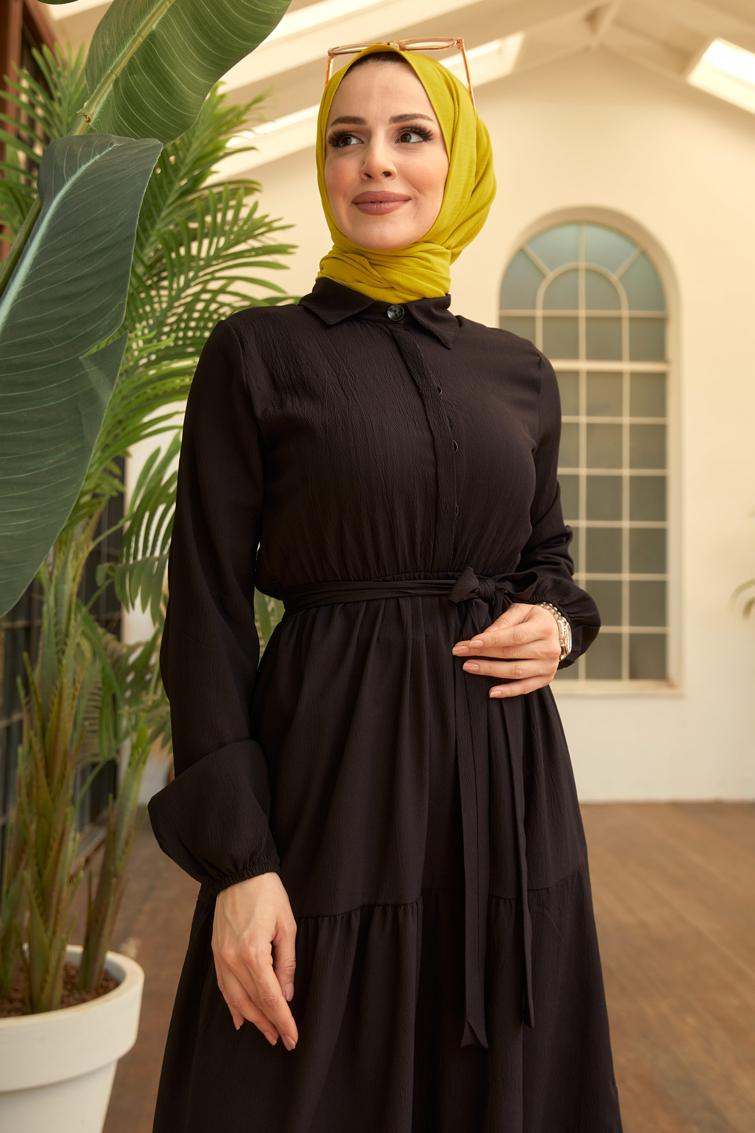 Kuşaklı Kat Kat Elbise - 27345 - 5
