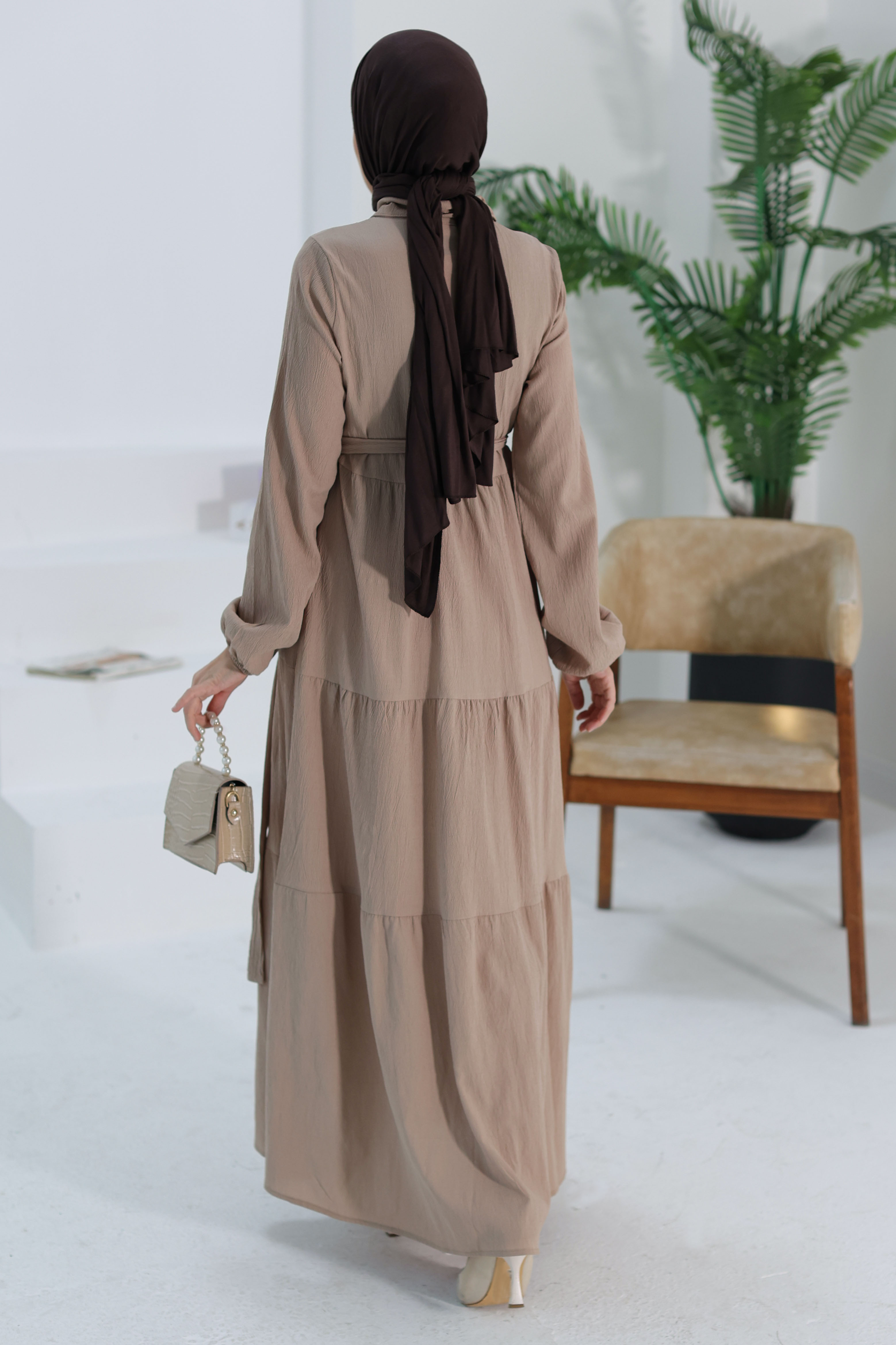 Kuşaklı Kat Kat Elbise - 27345 - 4