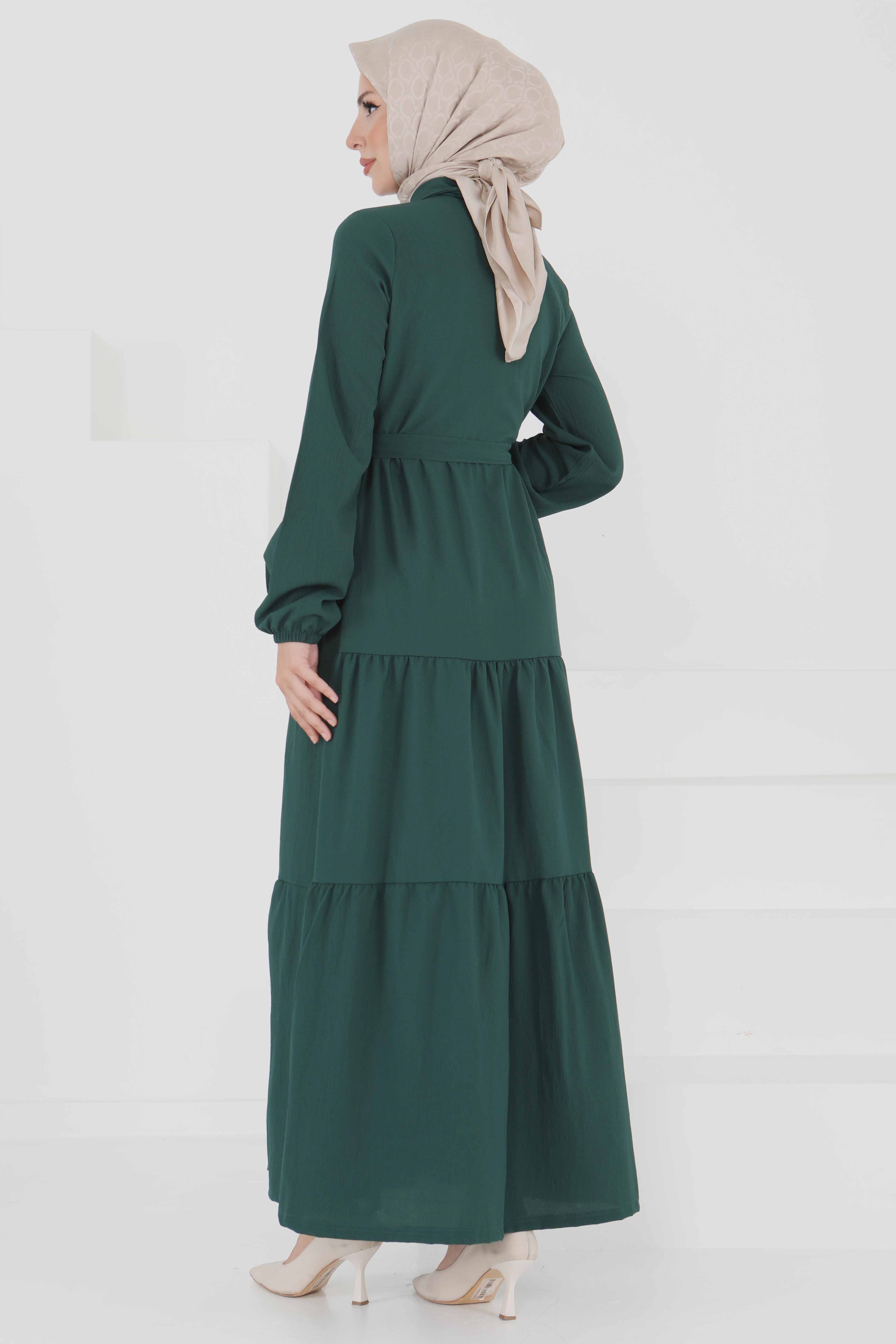 Kuşaklı Kat Kat Elbise - 27345 - 13