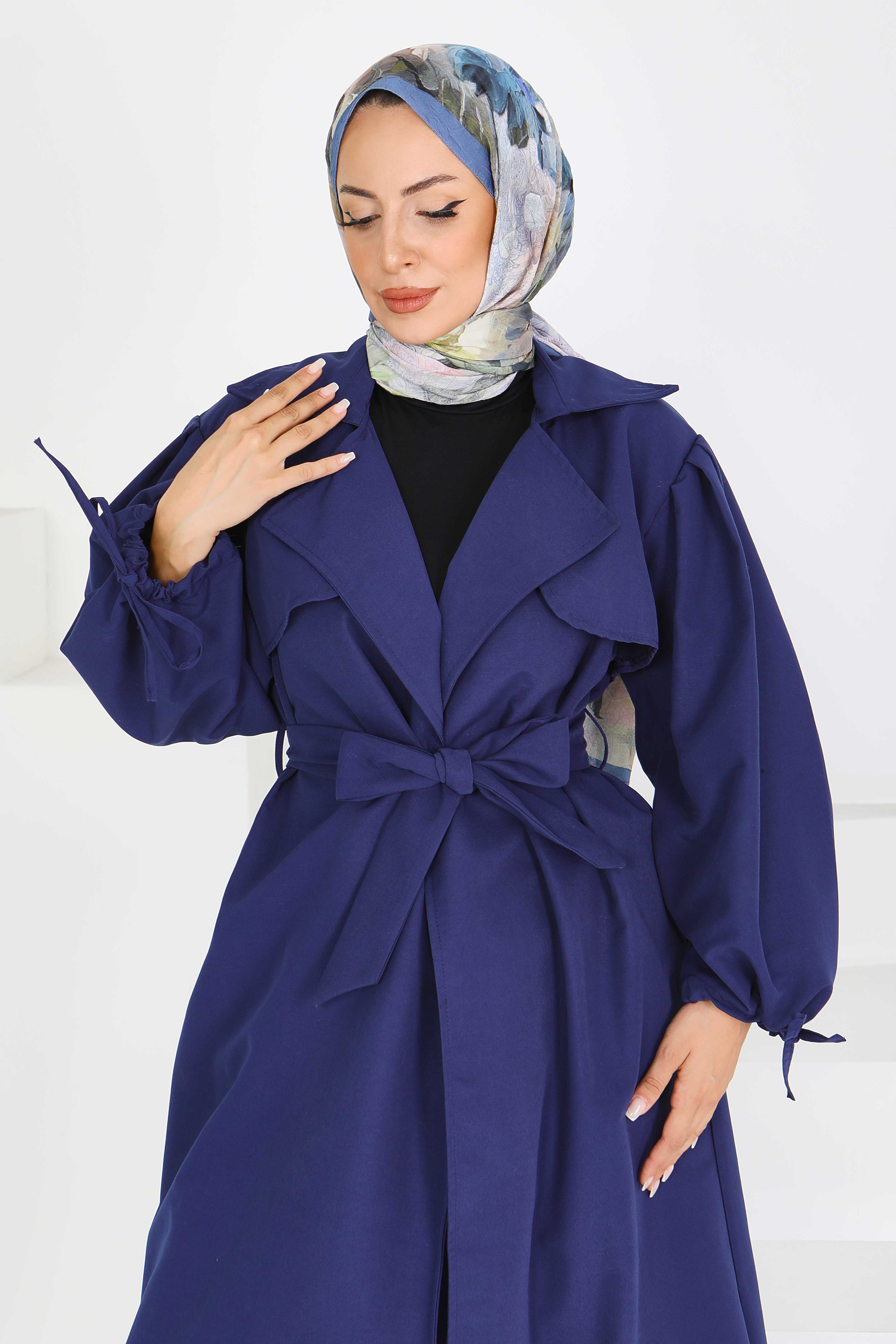 Kuşaklı Kol Ucu Bağcık Detaylı Miranda Trenç - 27604 - 6
