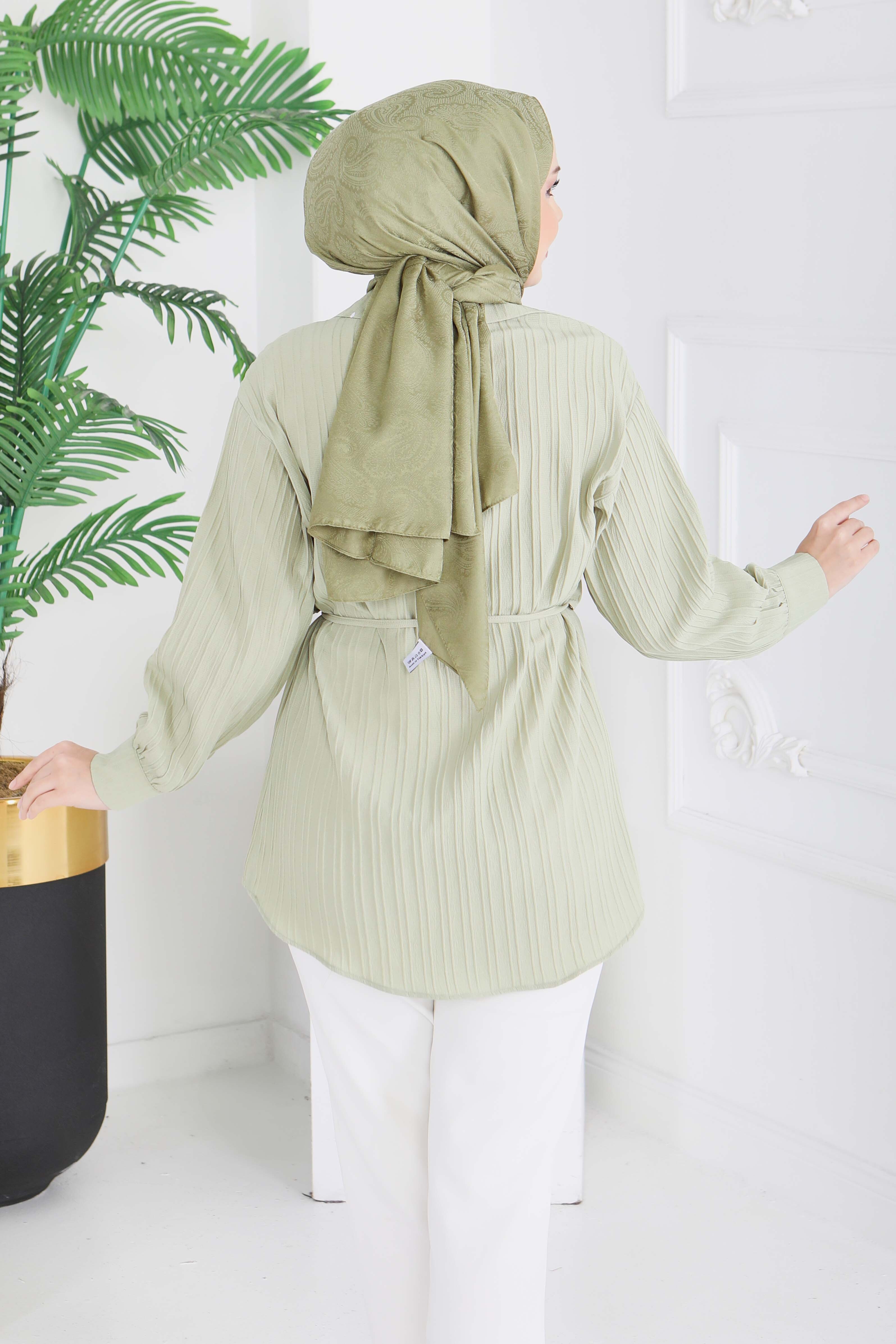 Kuşaklı Pelerin Detaylı Tunik - 28211-CAGLA - 4