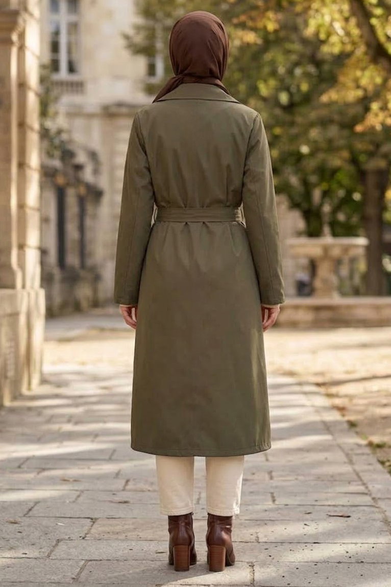 Kuşaklı Trençkap Haki - 28979-HAKI - 3