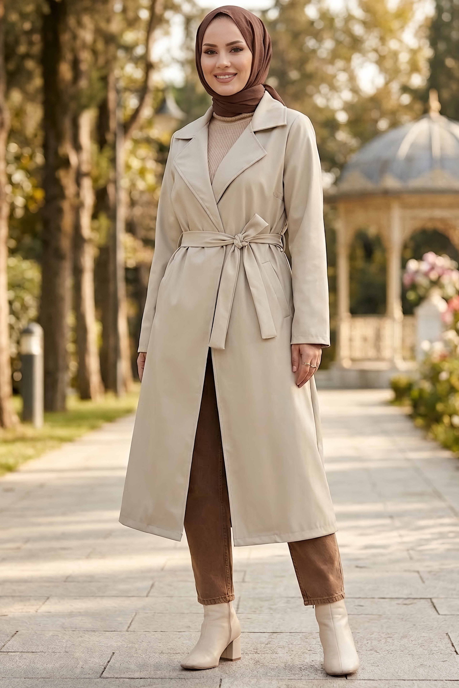 Kuşaklı Trençkap Tas - 28979-TAS - 2