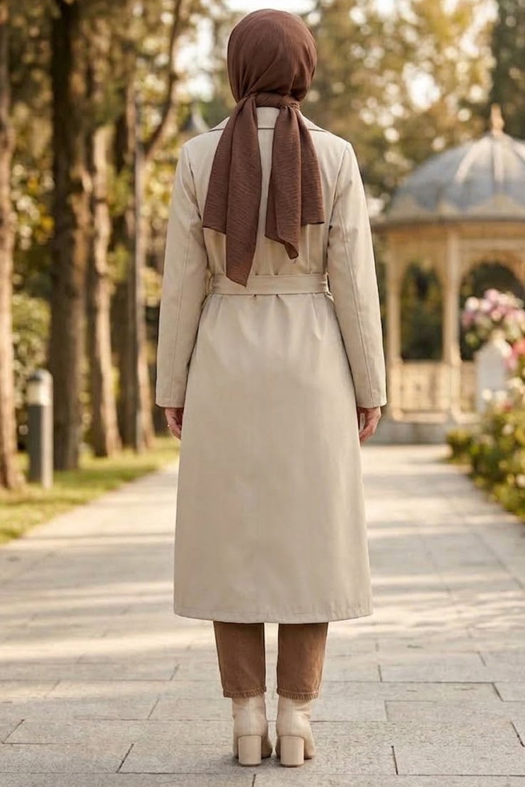 Kuşaklı Trençkap Tas - 28979-TAS - 3