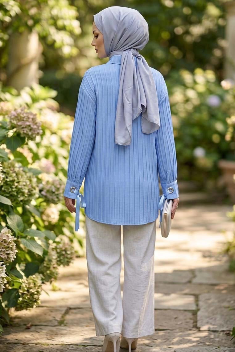 Kuşgözlü Detaylı Tunik Bebe Mavi - 2103-BEBE-MAVI - 3