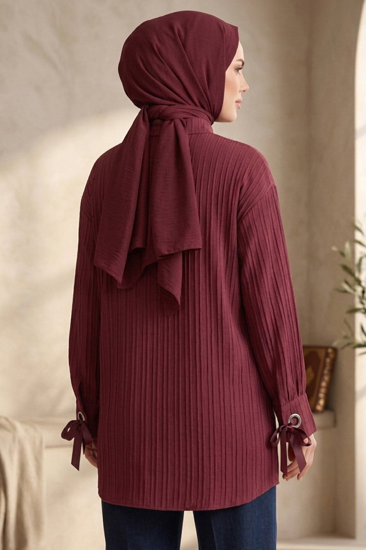 Kuşgözlü Detaylı Tunik Bordo - 2103-BORDO - 3
