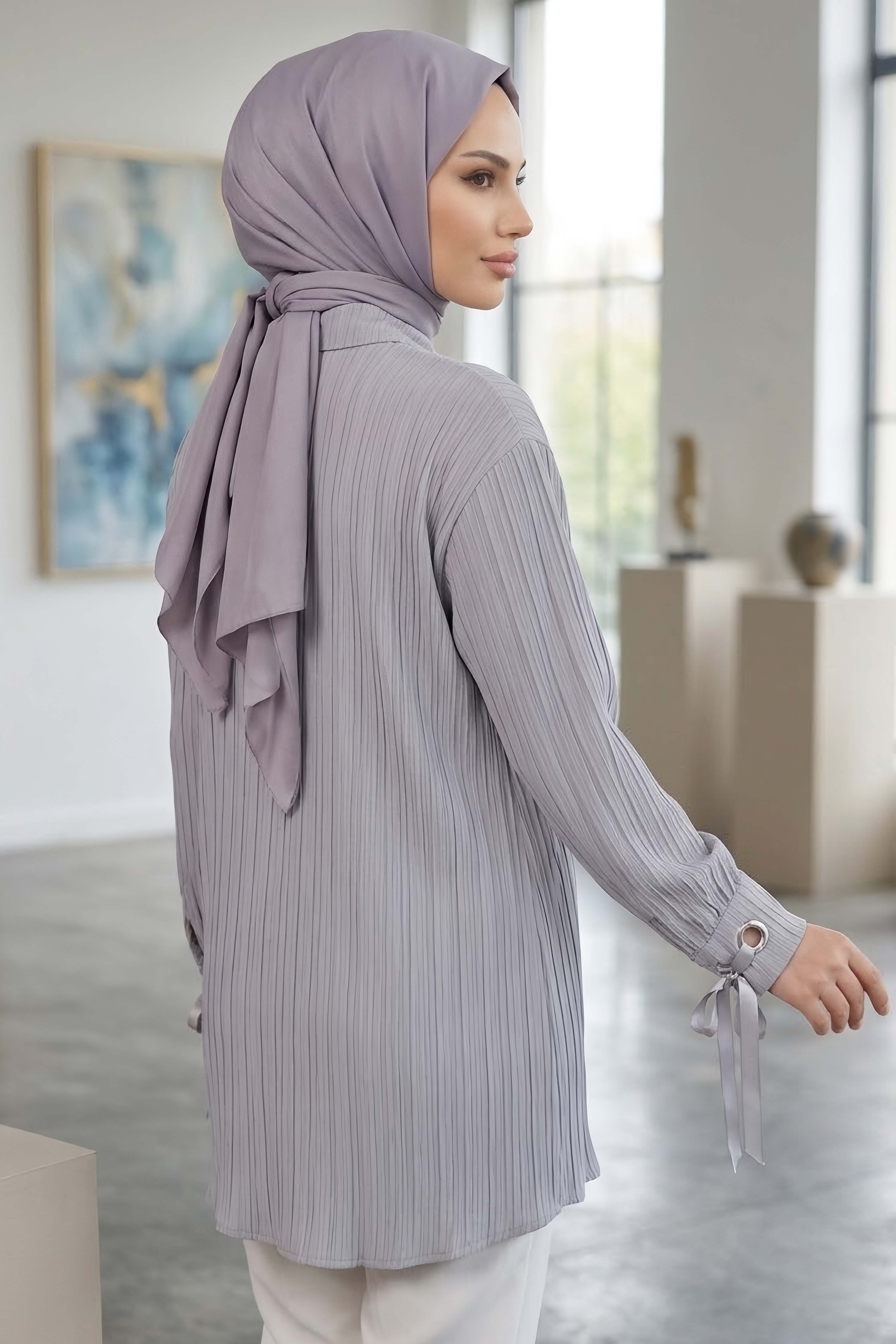 Kuşgözlü Detaylı Tunik Füme - 2103-FUME - 3