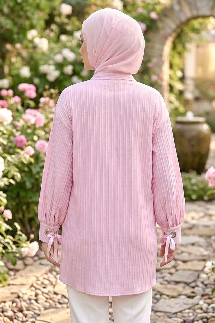 Kuşgözlü Detaylı Tunik Pembe - 2103-PEMBE - 3