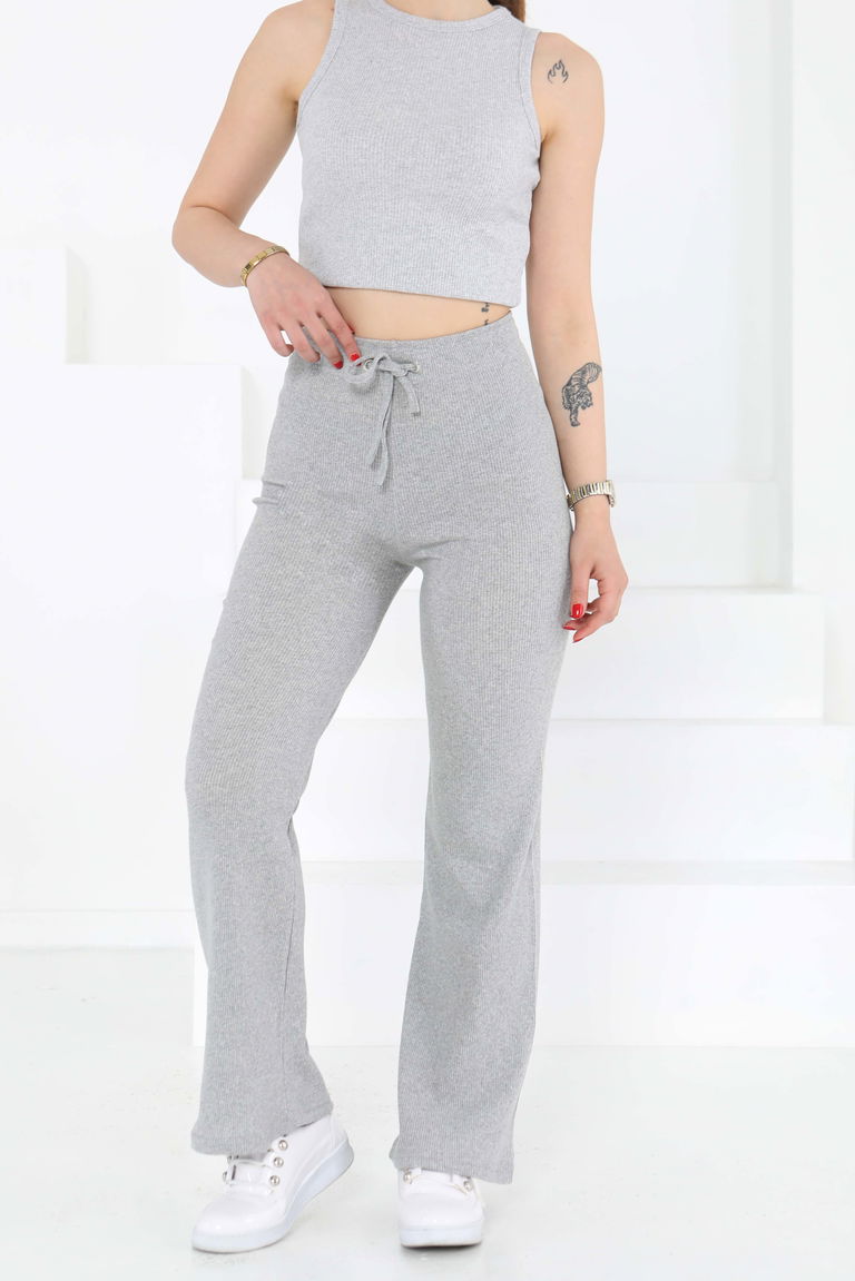 Kuşgözlü Pantolon Gri - 27133 - TOFİSA