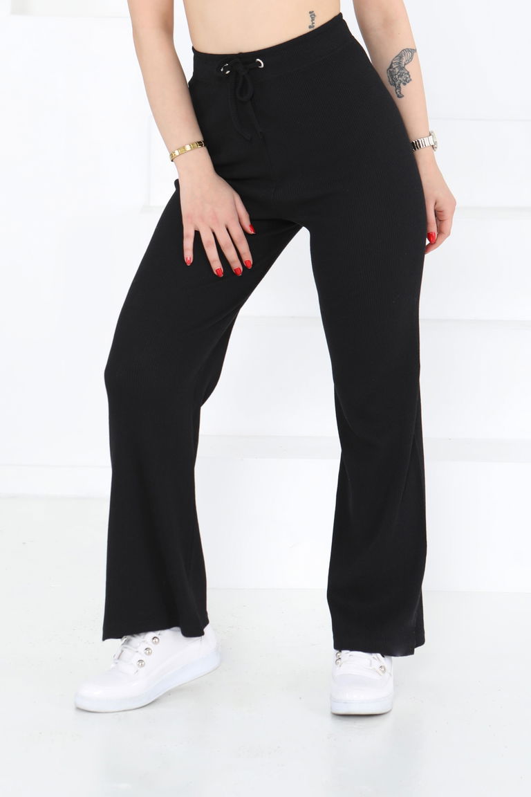 Kuşgözlü Pantolon Siyah - 27133 - TOFİSA