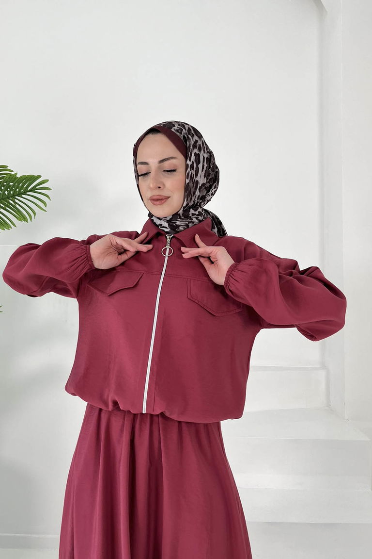 Lastikli Etekli Takım Bordo - 27011 - TOFİSA