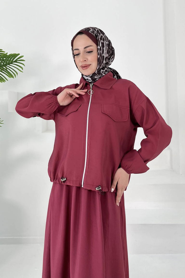 Lastikli Etekli Takım Bordo - 27011 - TOFİSA