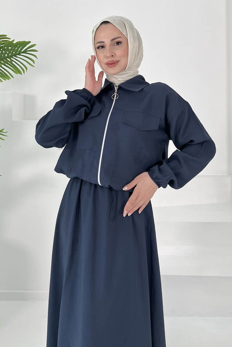 Lastikli Etekli Takım Lacivert - 27011 - TOFİSA