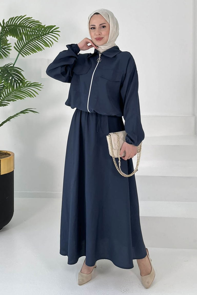 Lastikli Etekli Takım Lacivert - 27011 - TOFİSA