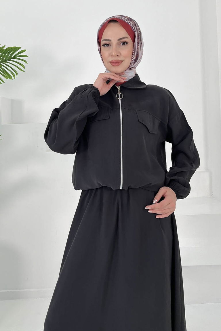 Lastikli Etekli Takım Siyah - 27011 - TOFİSA