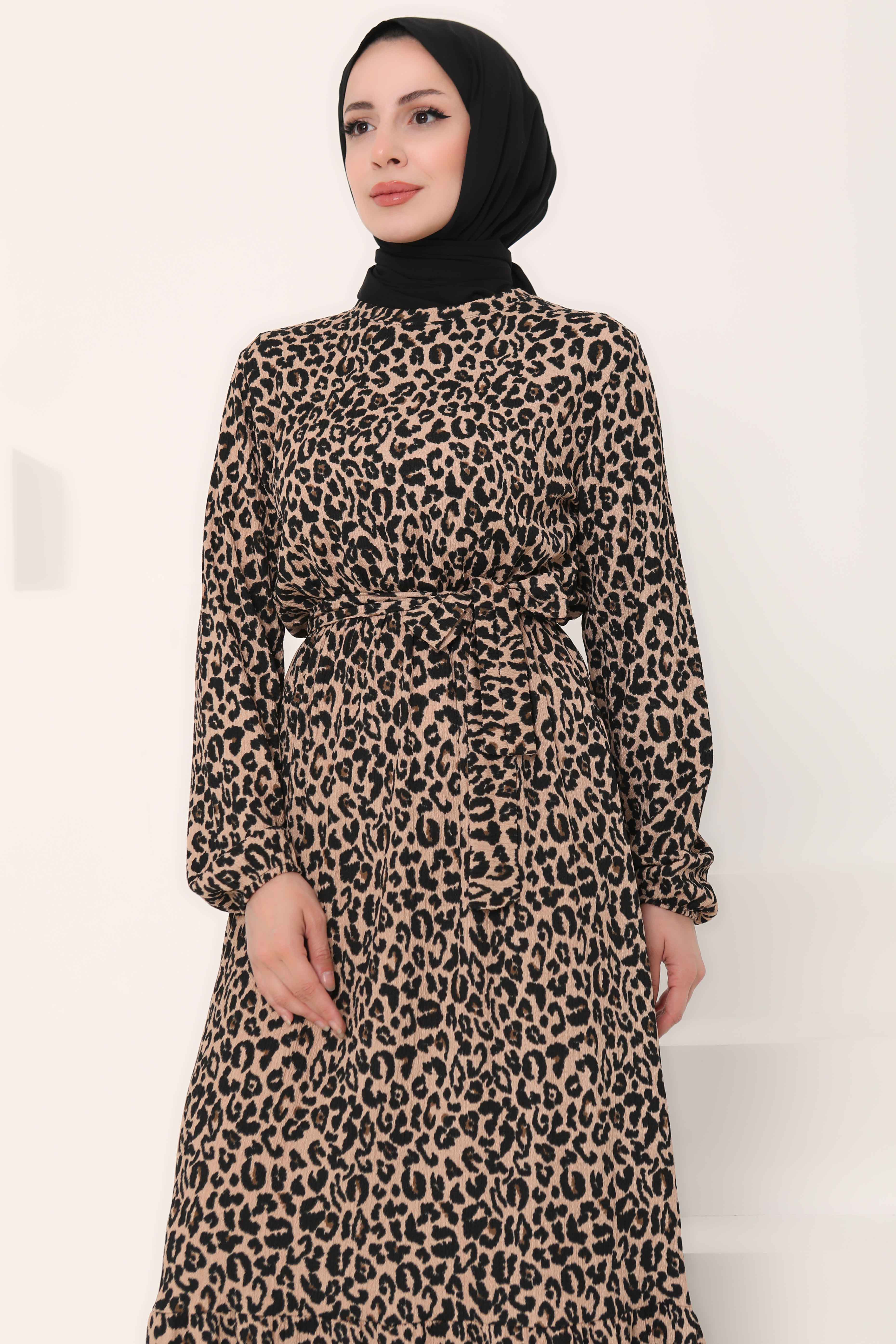 Leopar Desenli Elbise - 27004 - 2