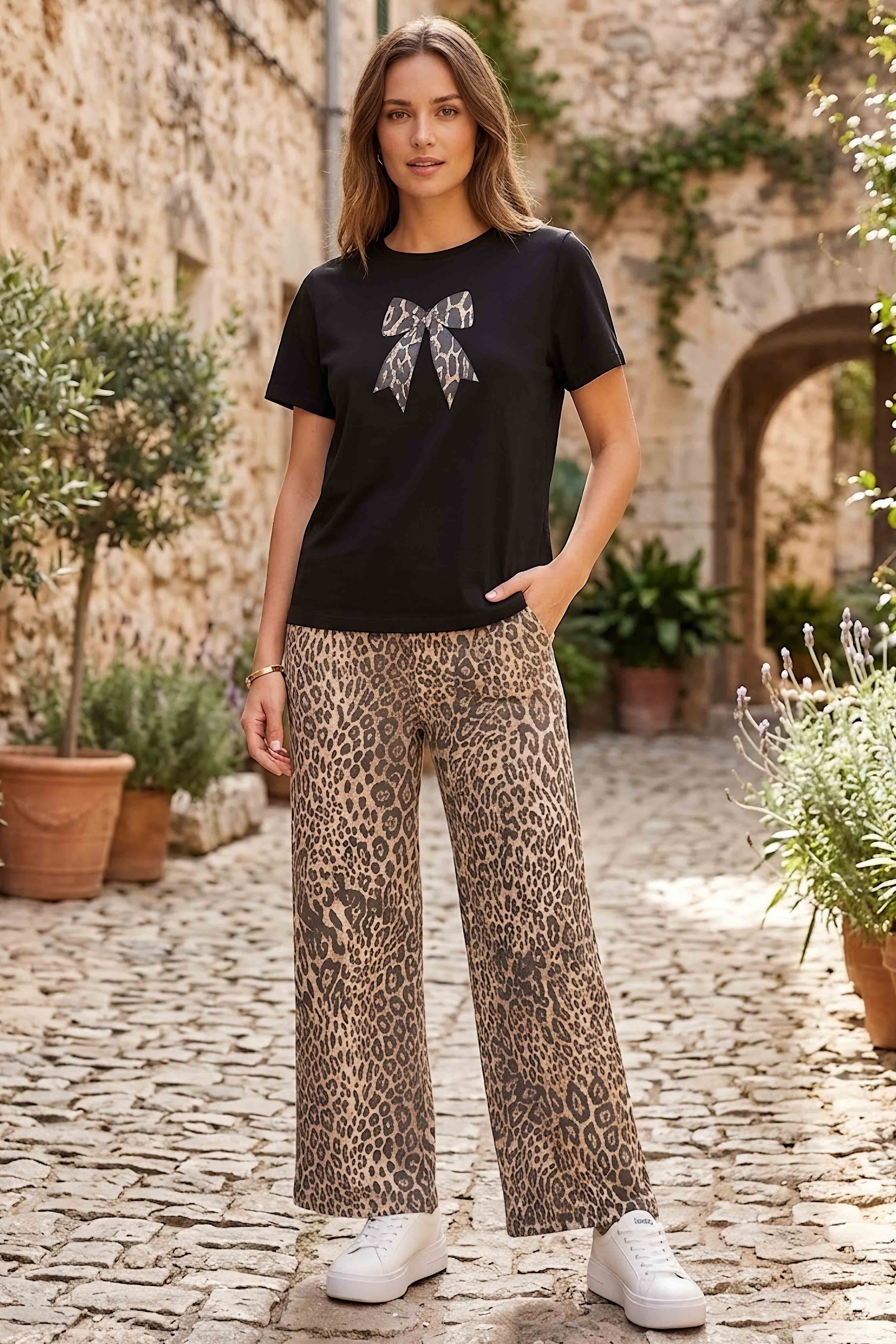 Leopar Fiyonk Baskılı takım Siyah - 2136-SIYAH - 1