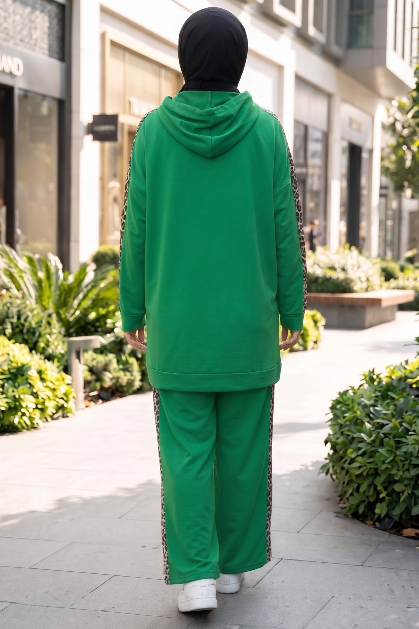 Leopar Şerit Detaylı İki İplik İkili Takım Yesil - 2051-YESIL - 3