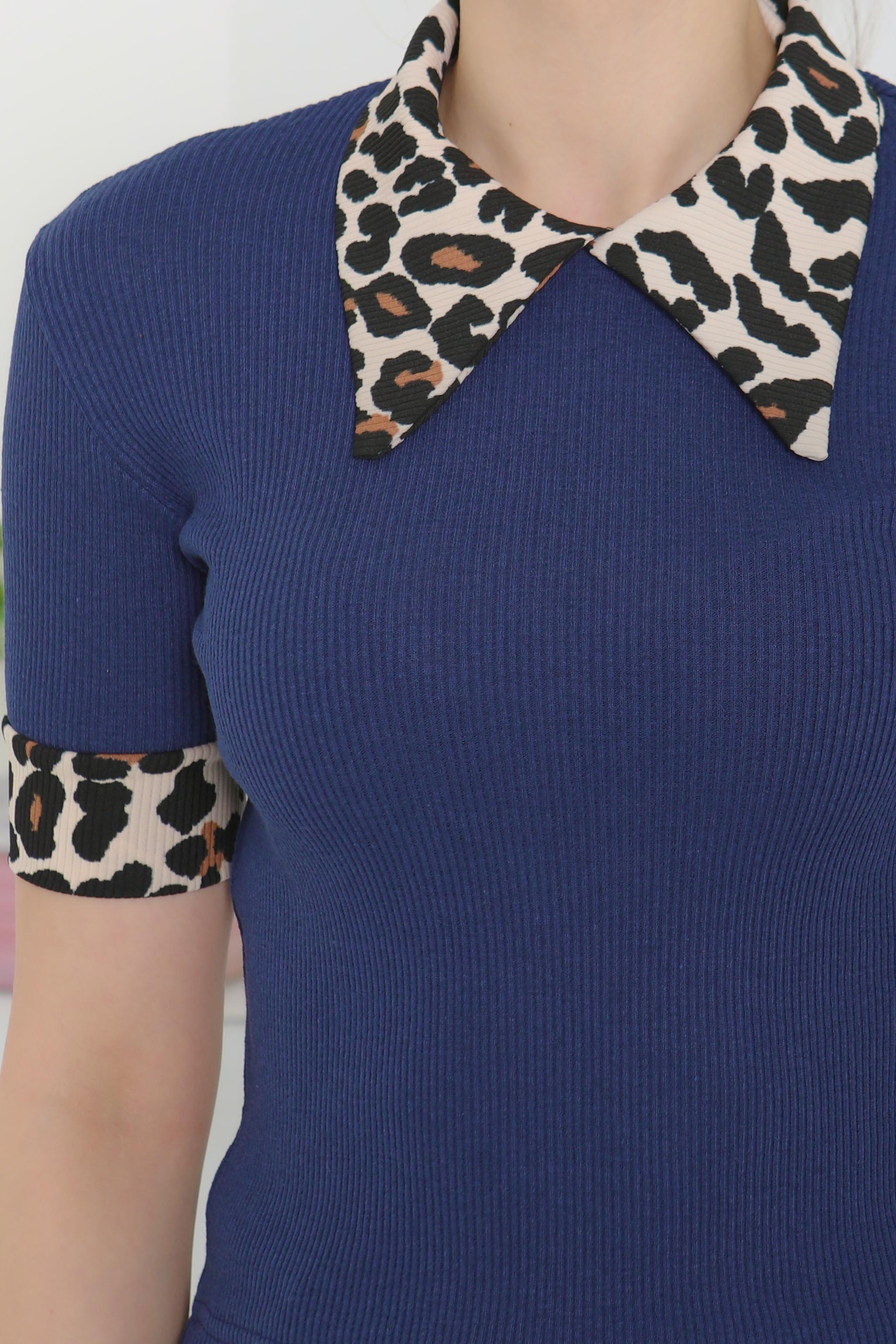 Leopar Yakalı Crop - 27136 - 5