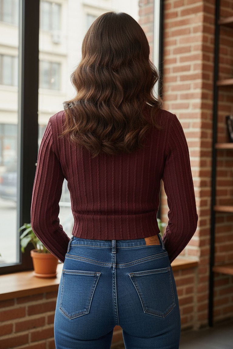 Leysi Crop - 27978-BORDO - TOFİSA