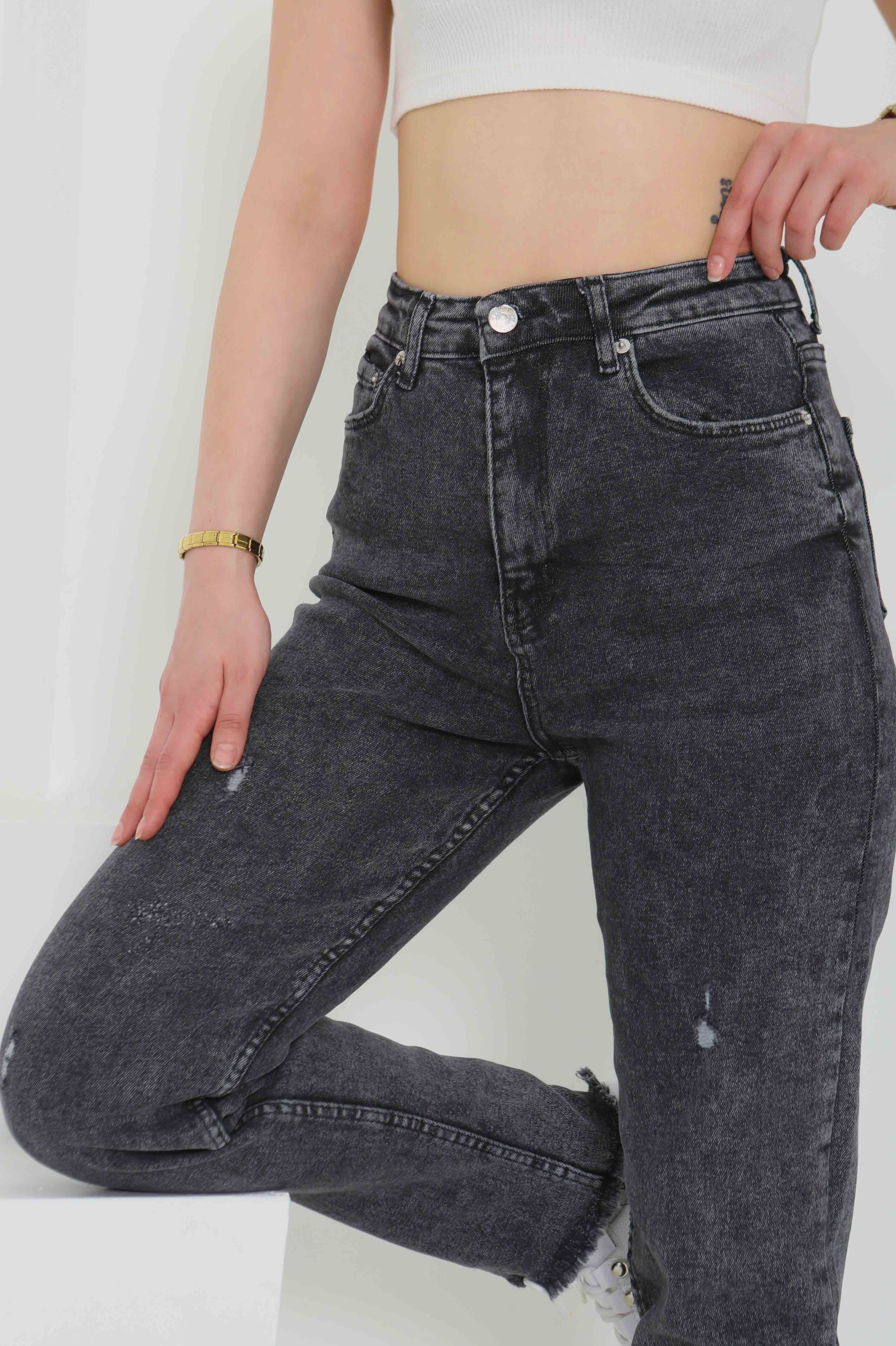 Likralı Mom Kot Pantolon - 26852 - 2