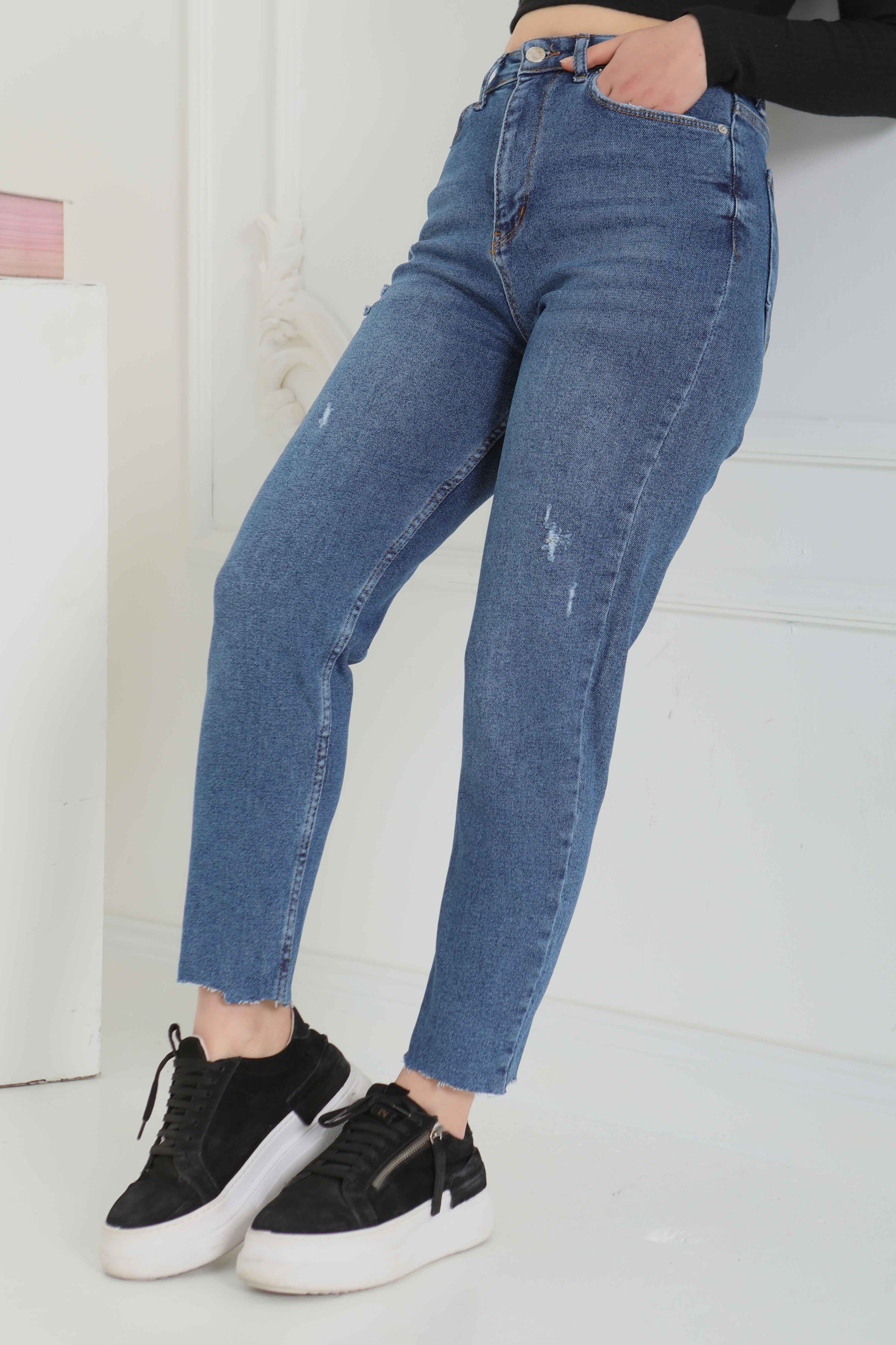Likralı Mom Kot Pantolon - 26852 - 1