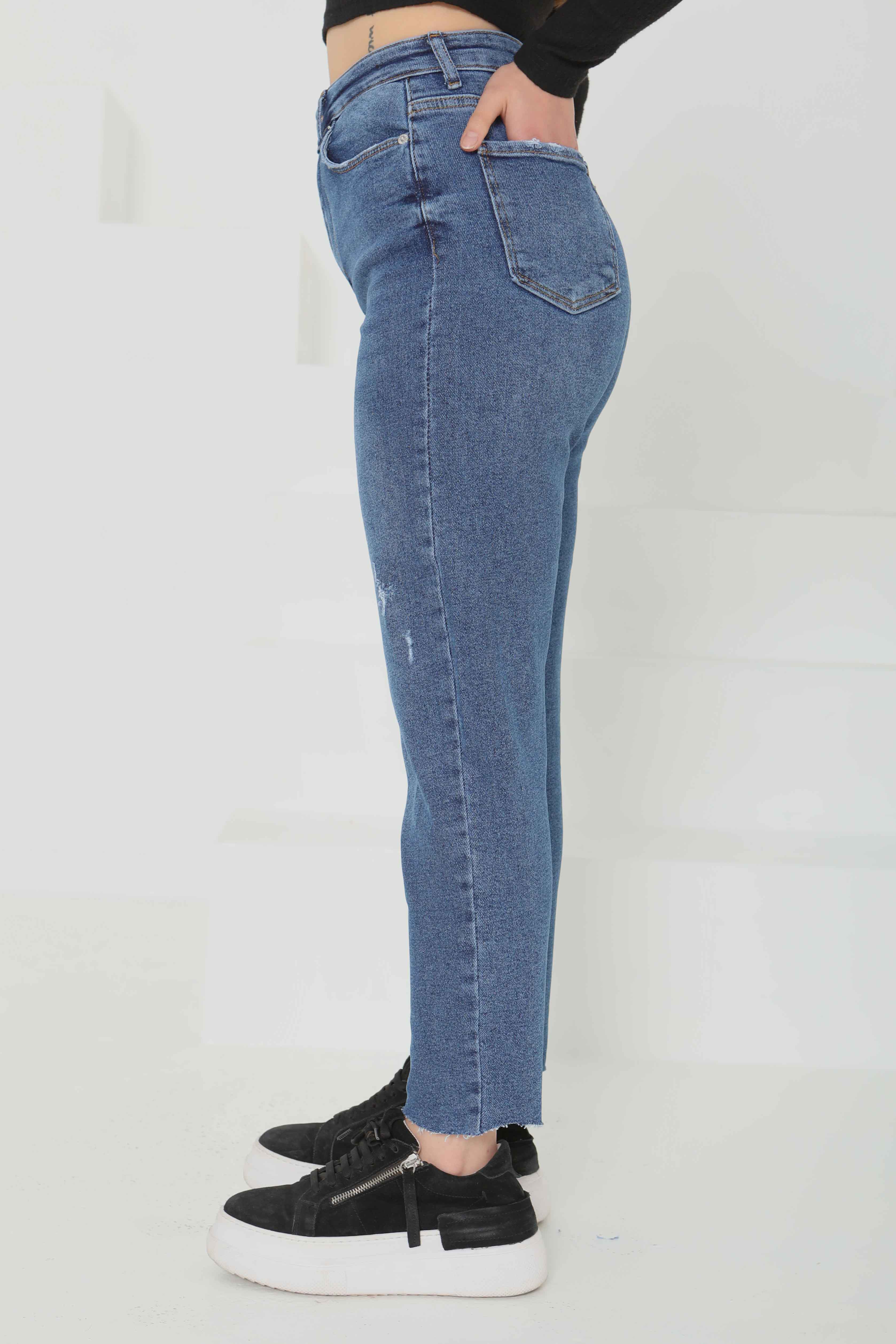 Likralı Mom Kot Pantolon - 26852 - 4