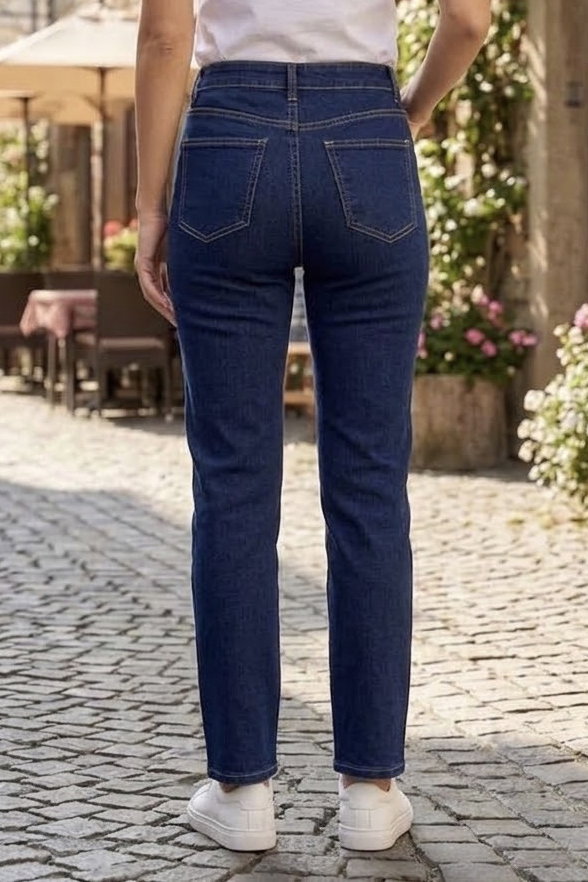 Likralı Rahat Dar Paça Kot Pantolon Lacivert - 29067-LACIVERT - 3