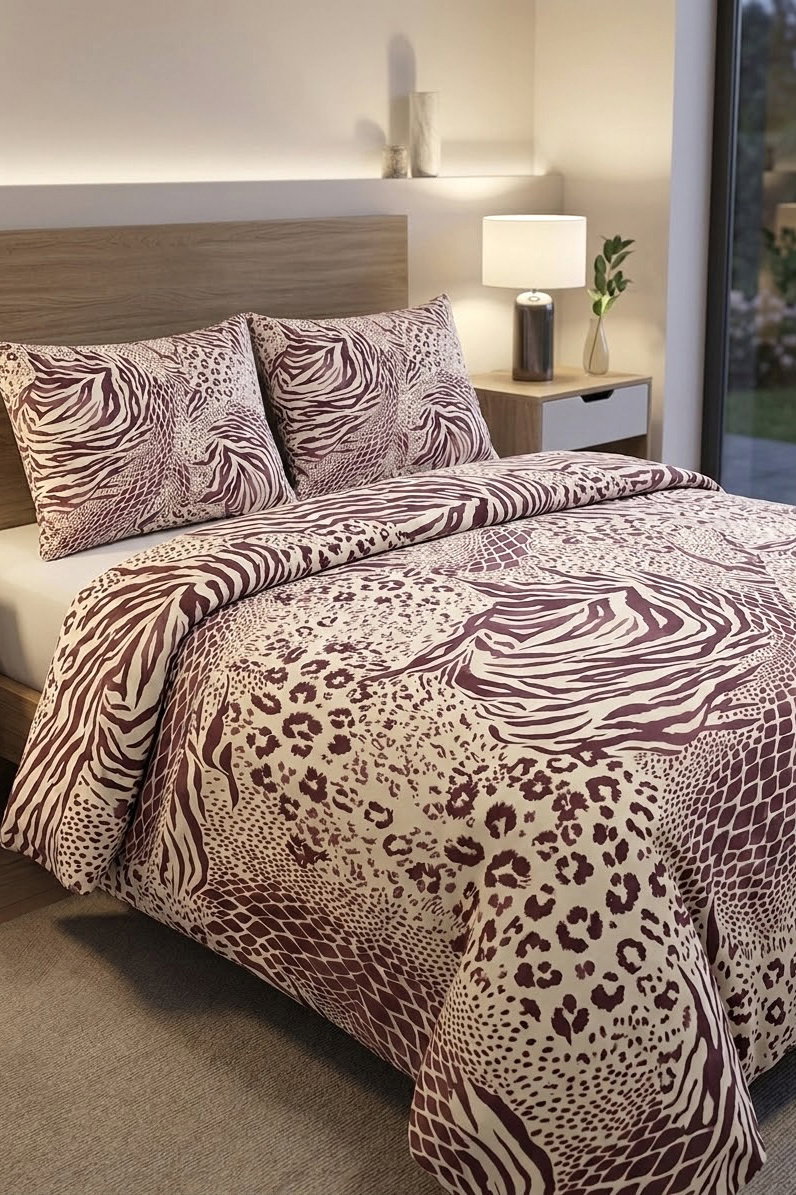 Lila Desenli Cift Kişilik Nevresim Seti - 28681-LILA - 1