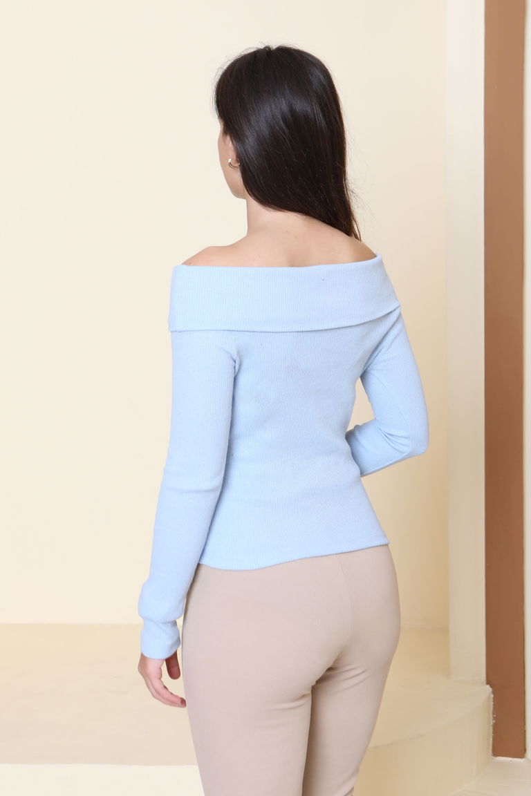 Madonna Yaka Kaşkorse Uzun kollu Bluz - 27897-BEBE-MAVI - TOFİSA