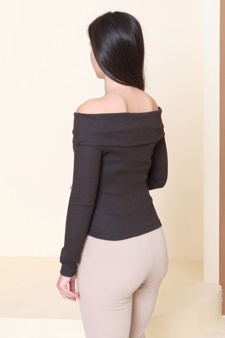 Madonna Yaka Kaşkorse Uzun kollu Bluz - 27897-KAHVE - TOFİSA