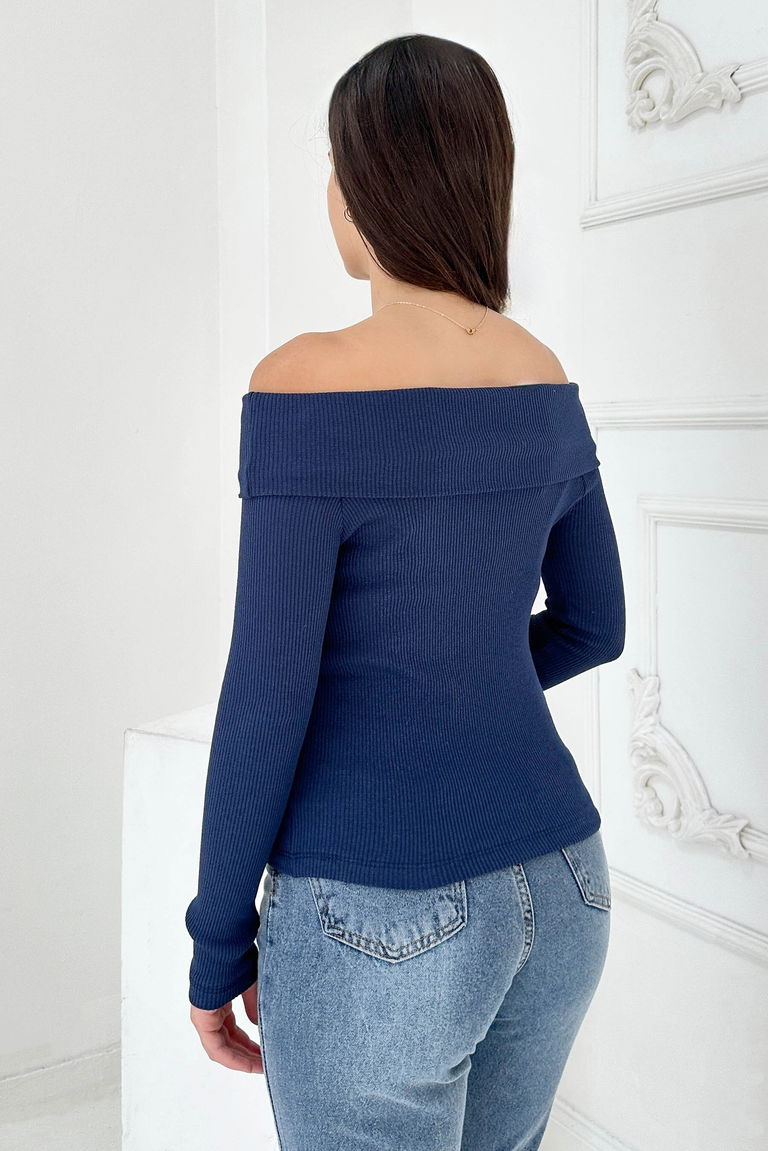 Madonna Yaka Kaşkorse Uzun kollu Bluz - 27897-LACIVERT - TOFİSA