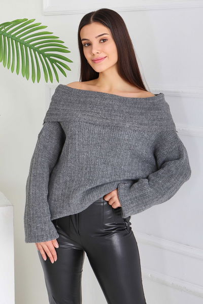 Madonna Yaka Triko Kazak - 27983-ANTRASIT 