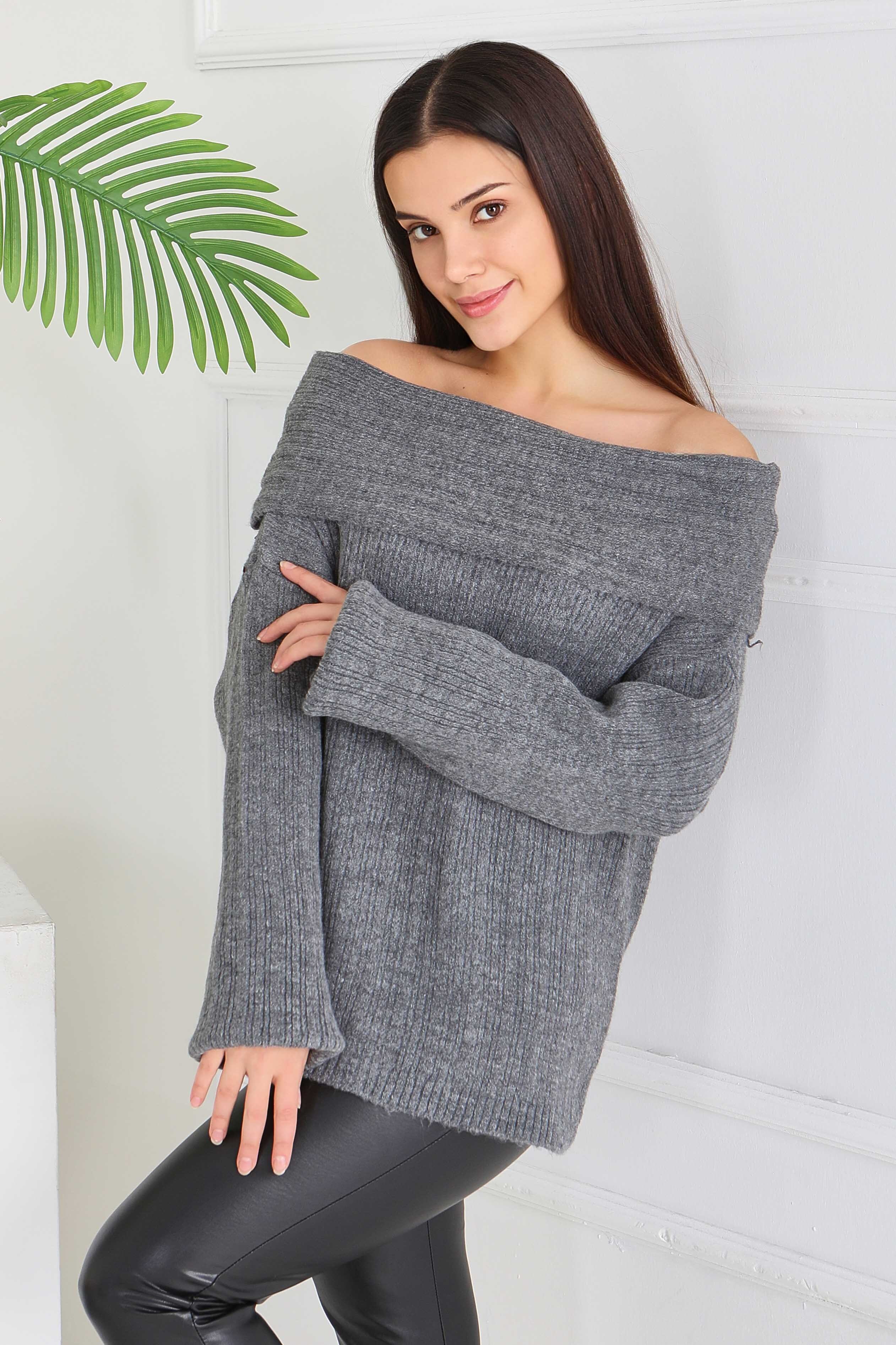 Madonna Yaka Triko Kazak - 27983-ANTRASIT - 3