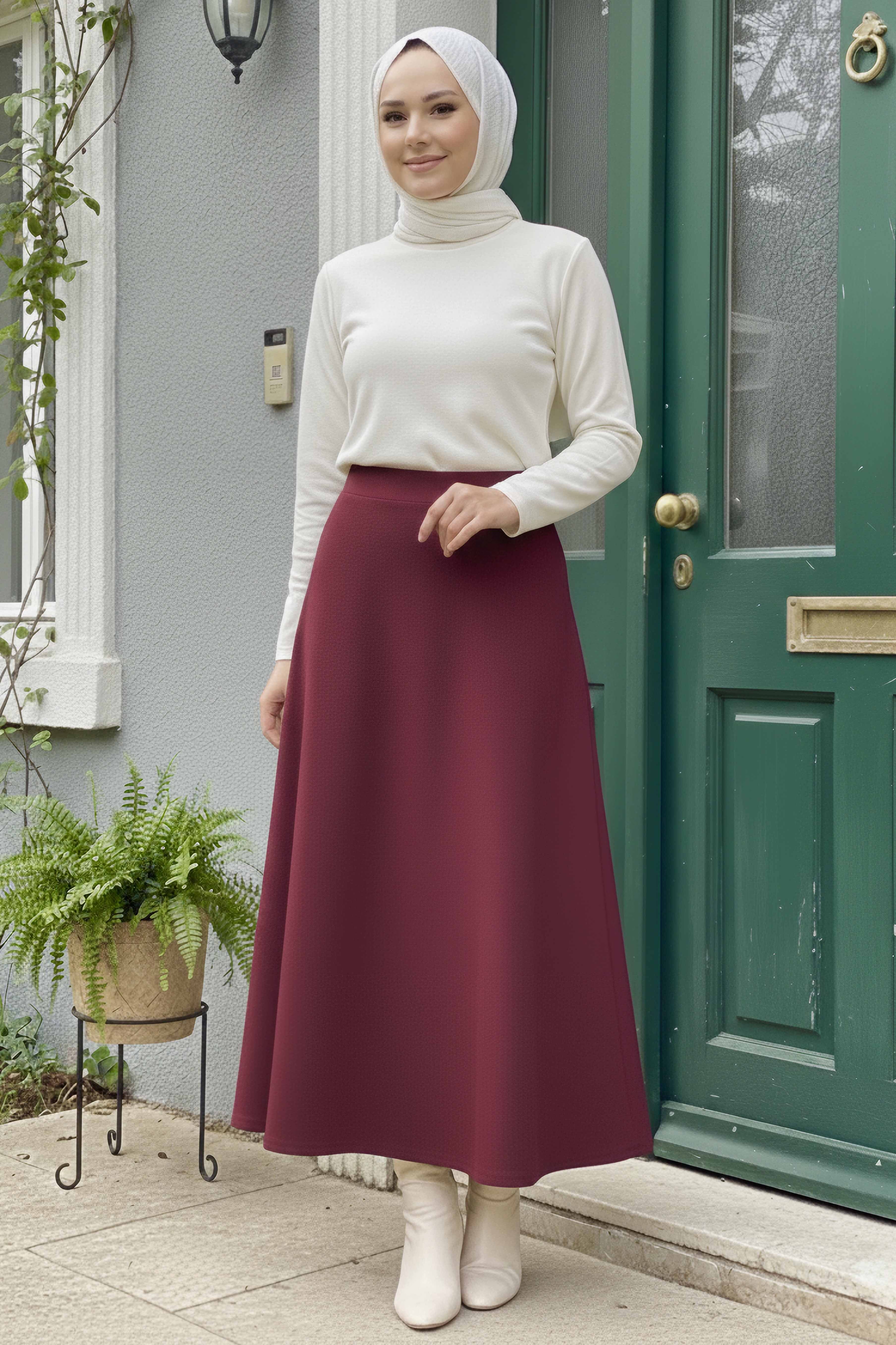 Marbella Düz Çan Etek - 2082-BORDO - 1