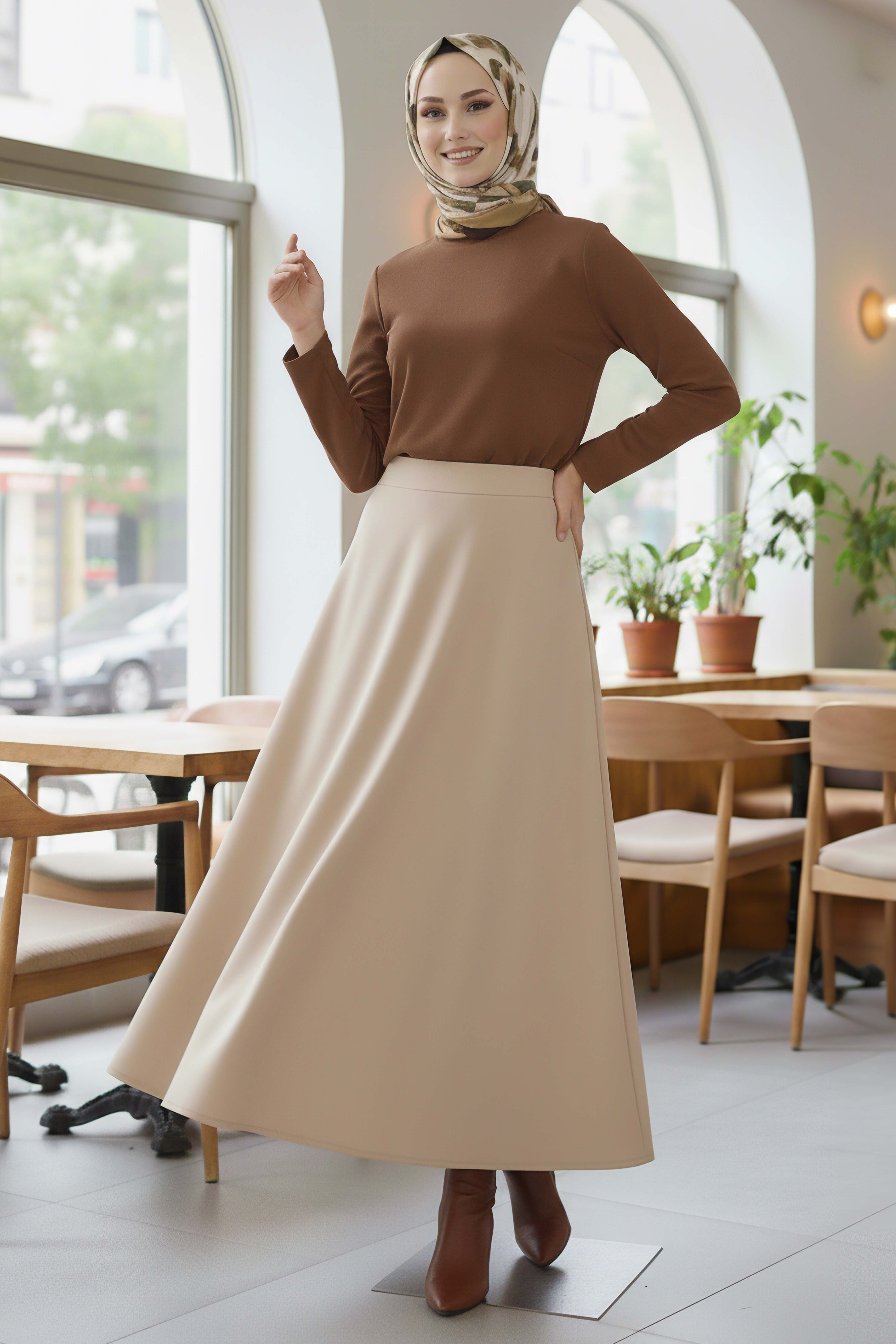 Marbella Düz Çan Etek - 2082-KREM - 1