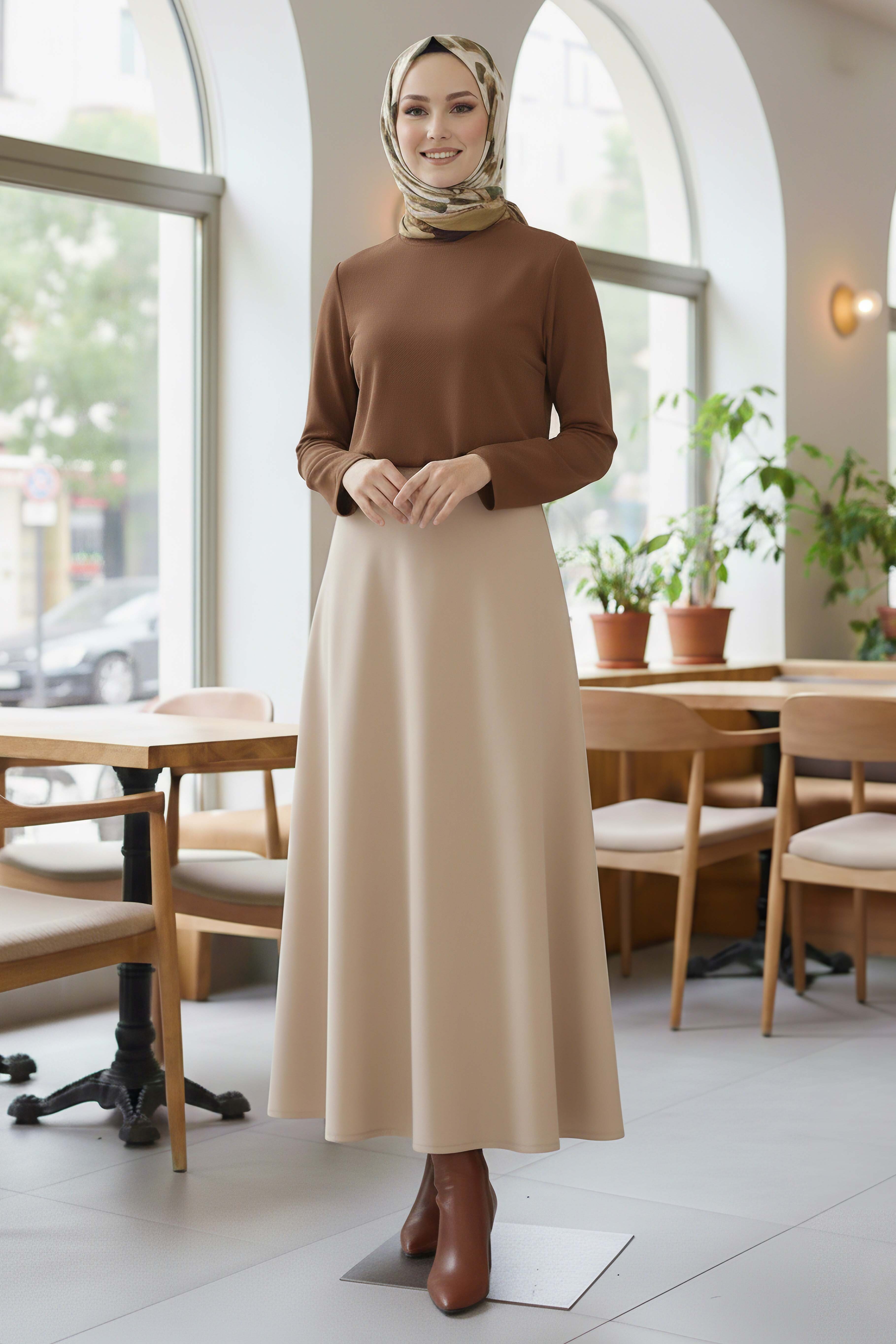 Marbella Düz Çan Etek - 2082-KREM - 2