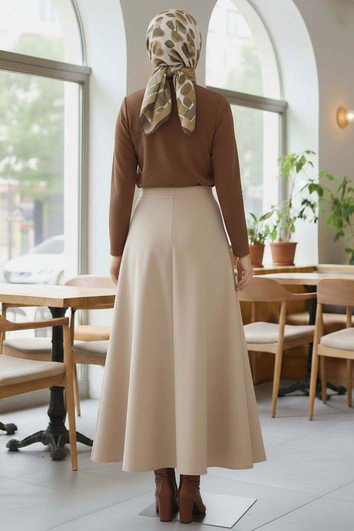 Marbella Düz Çan Etek - 2082-KREM - 4