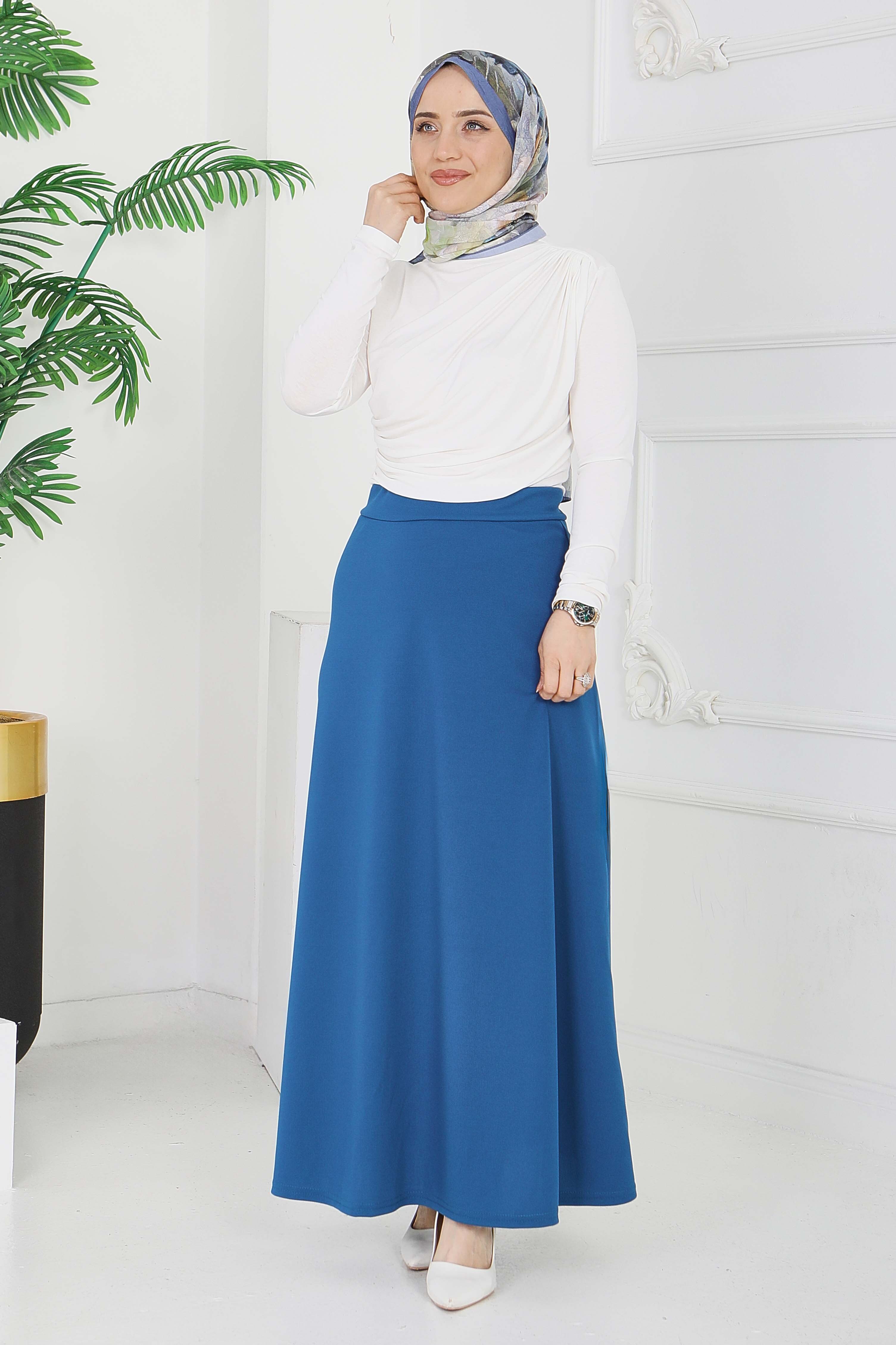 Marbella Düz Çan Etek - 2082-PETROL - 2