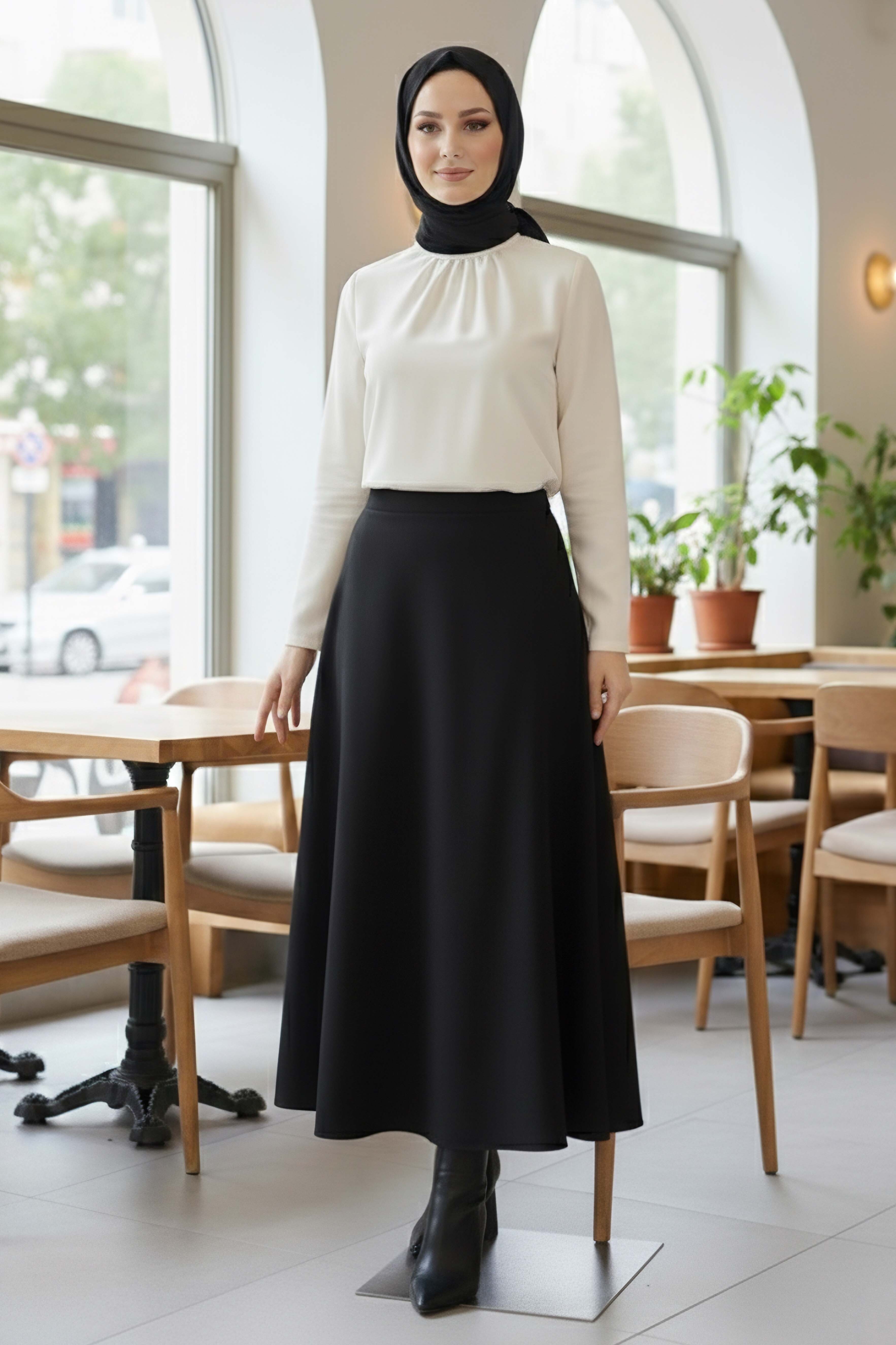 Marbella Düz Çan Etek - 2082-SIYAH - 2