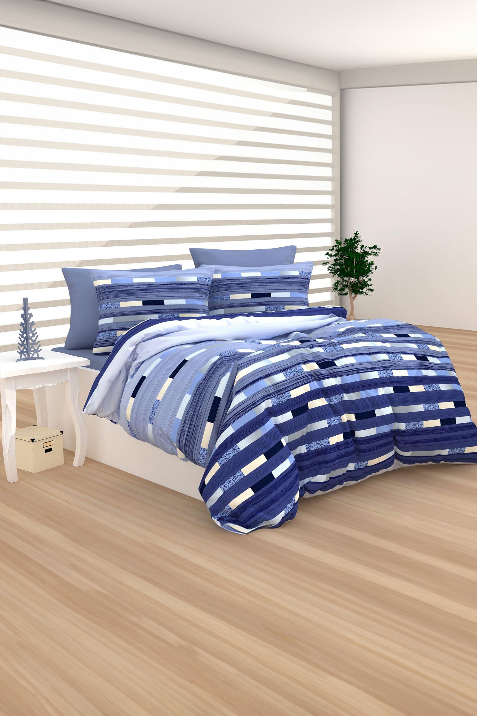 Mavi Cift Kişilik Nevresim Seti - 22596 - 1